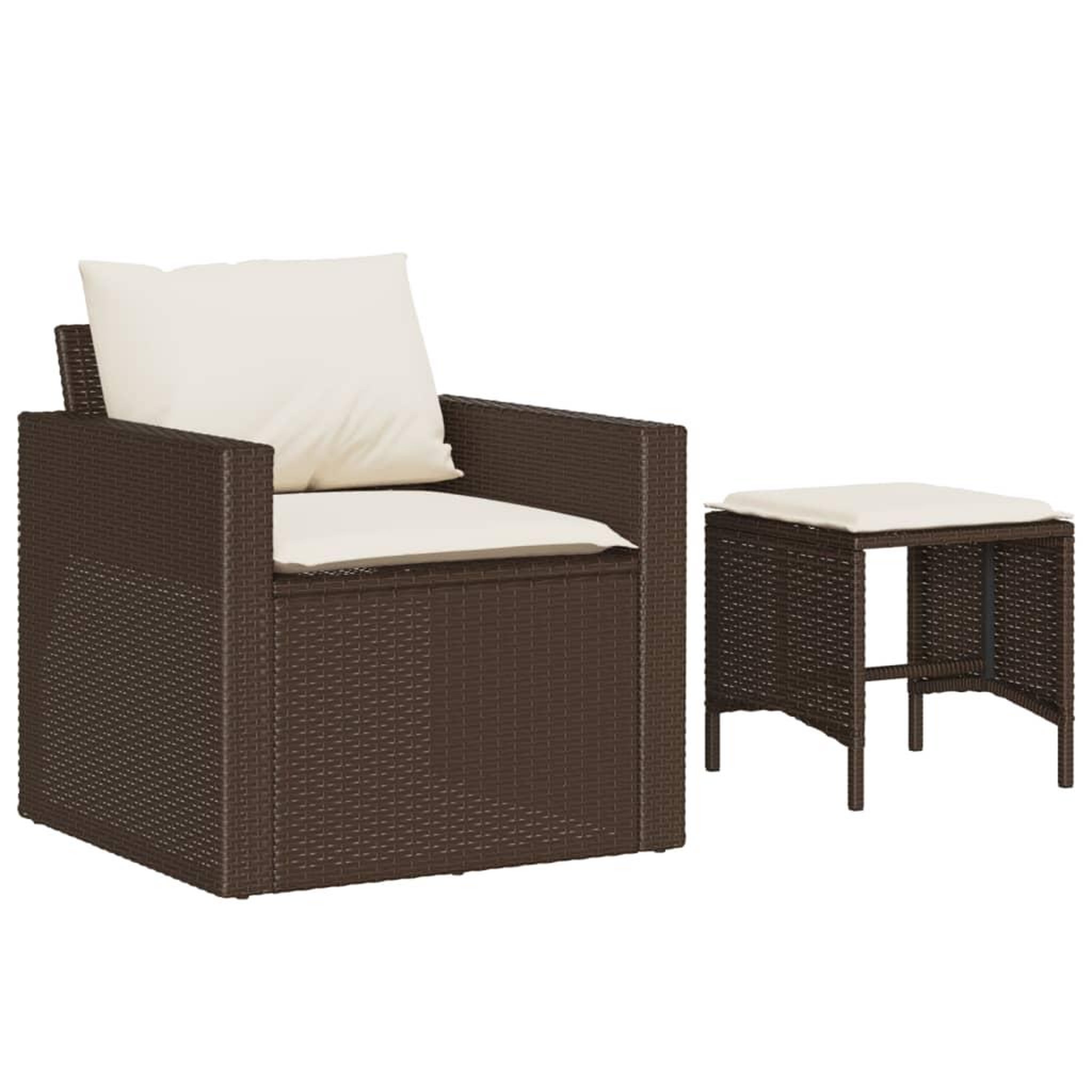 Voir la diapositive 3 : VIDAXL Salon de jardin 4 pcs avec coussins marron resine tressee
