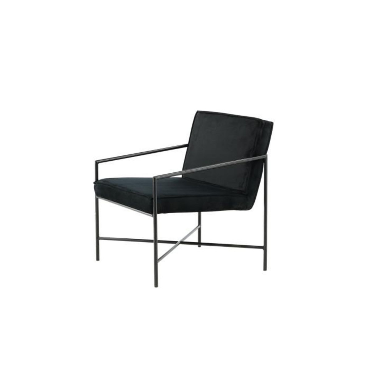 Paris Prix Fauteuil Design Velours  Rakel  78cm Noir