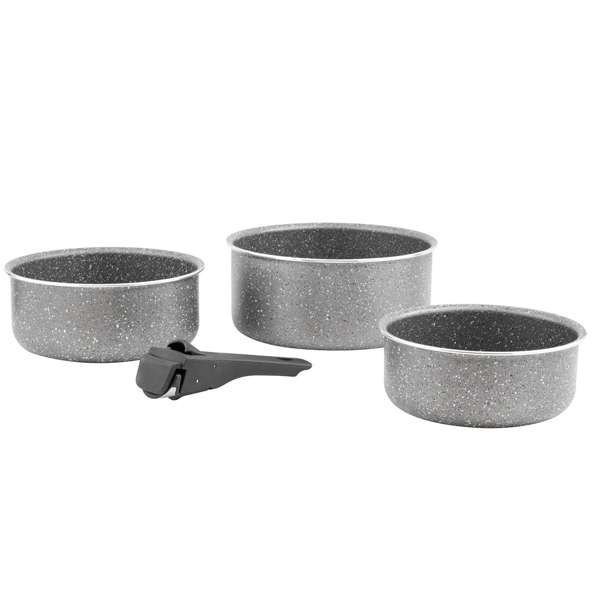 Set de 3 casseroles 16/18/20 cm + poignée amovible