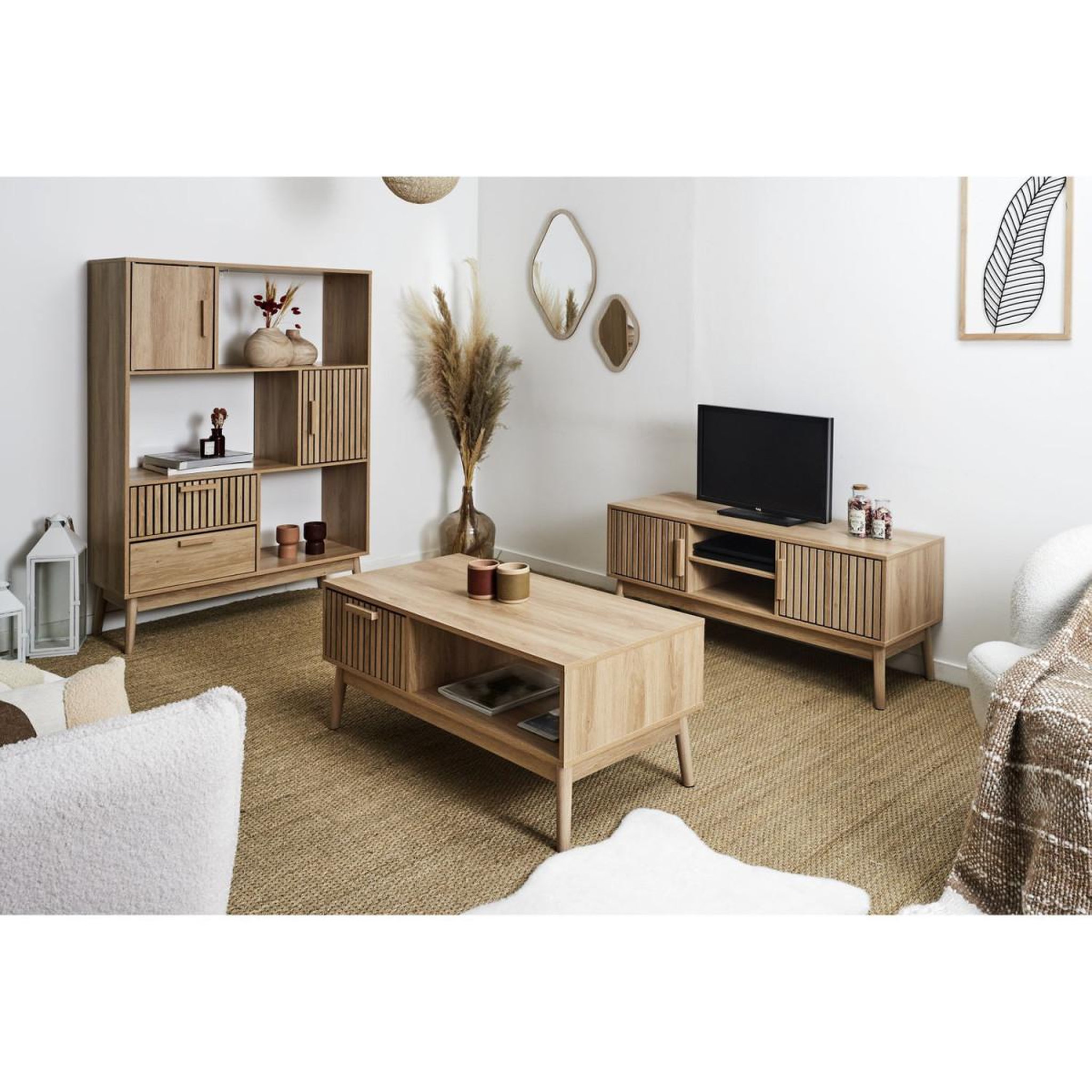 Voir la diapositive 5 : The Home Deco Factory Table basse avec tiroir  klaus  100cm marron