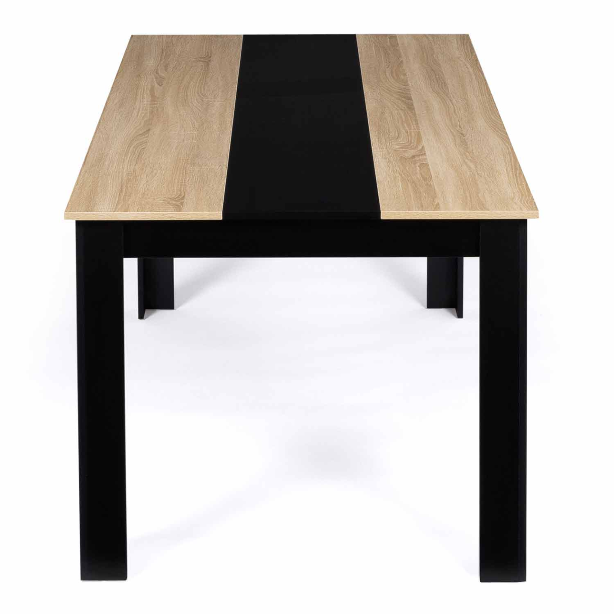 Voir la diapositive 6 : ID MARKET Table à manger rectangle georgia 6 personnes noire et imitation hêtre 140 x 80 cm