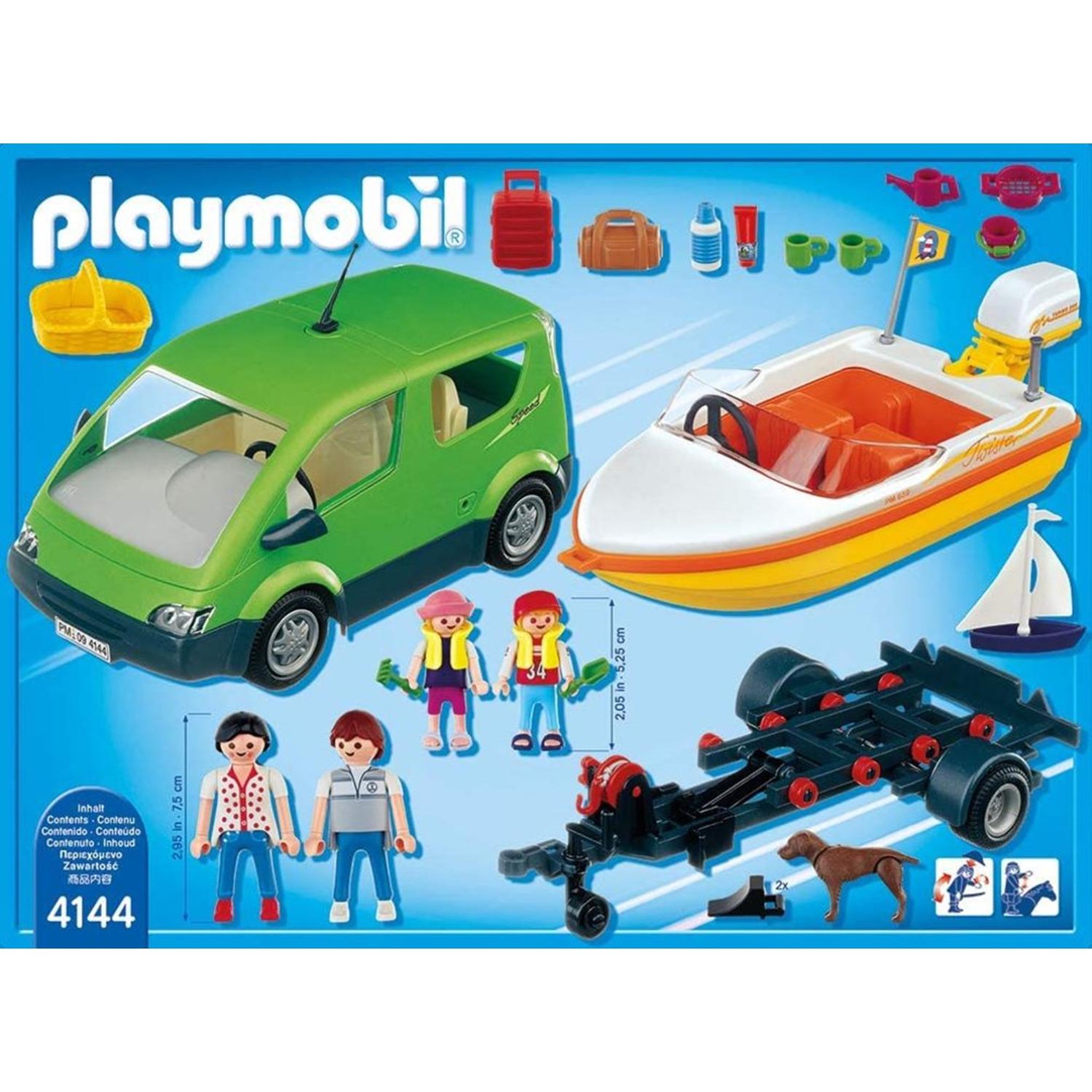 Voir la diapositive 5 : PLAYMOBIL City Life - Voiture familiale avec remorque porte-bateaux