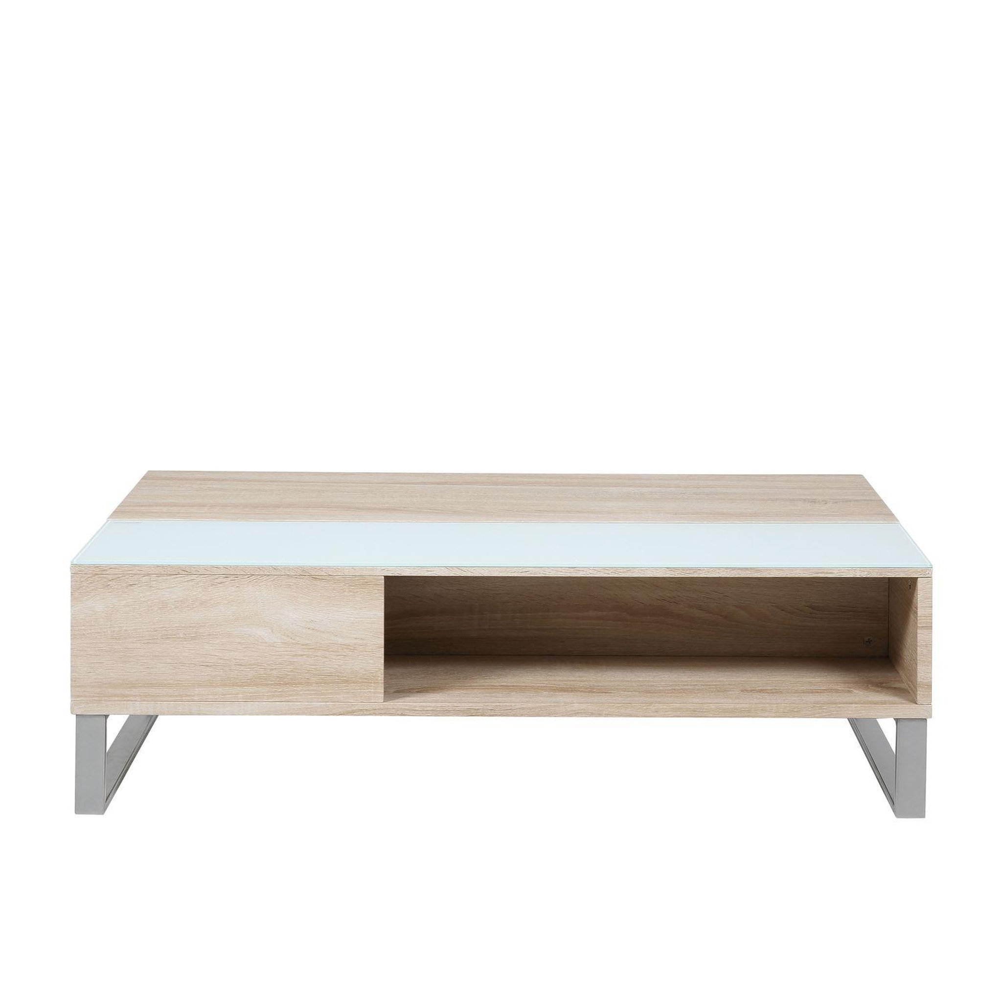 Voir la diapositive 1 : TOILINUX Table basse azéla en verre et mdf avec plateaux relevable