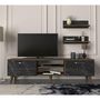Voir la diapositive 2 : TOILINUX Meuble TV design marbré Ayden - L. 150 x H. 40 cm - Marron noix