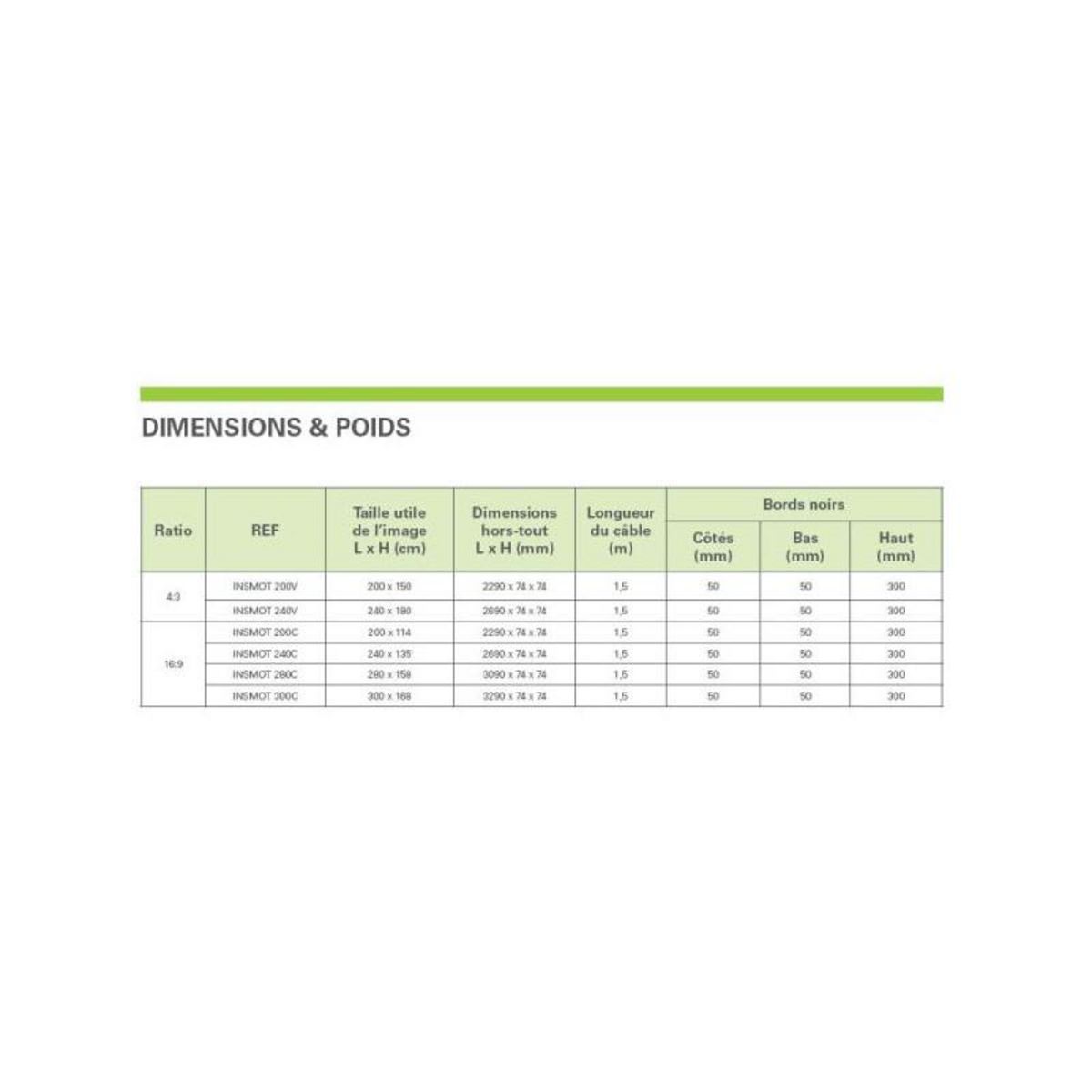 Ecran vidéoprojection INSTAAL MOT SCREEN 240V  4:3 240*180  REM.CONTROL INSTALL - INSMOT240V3
