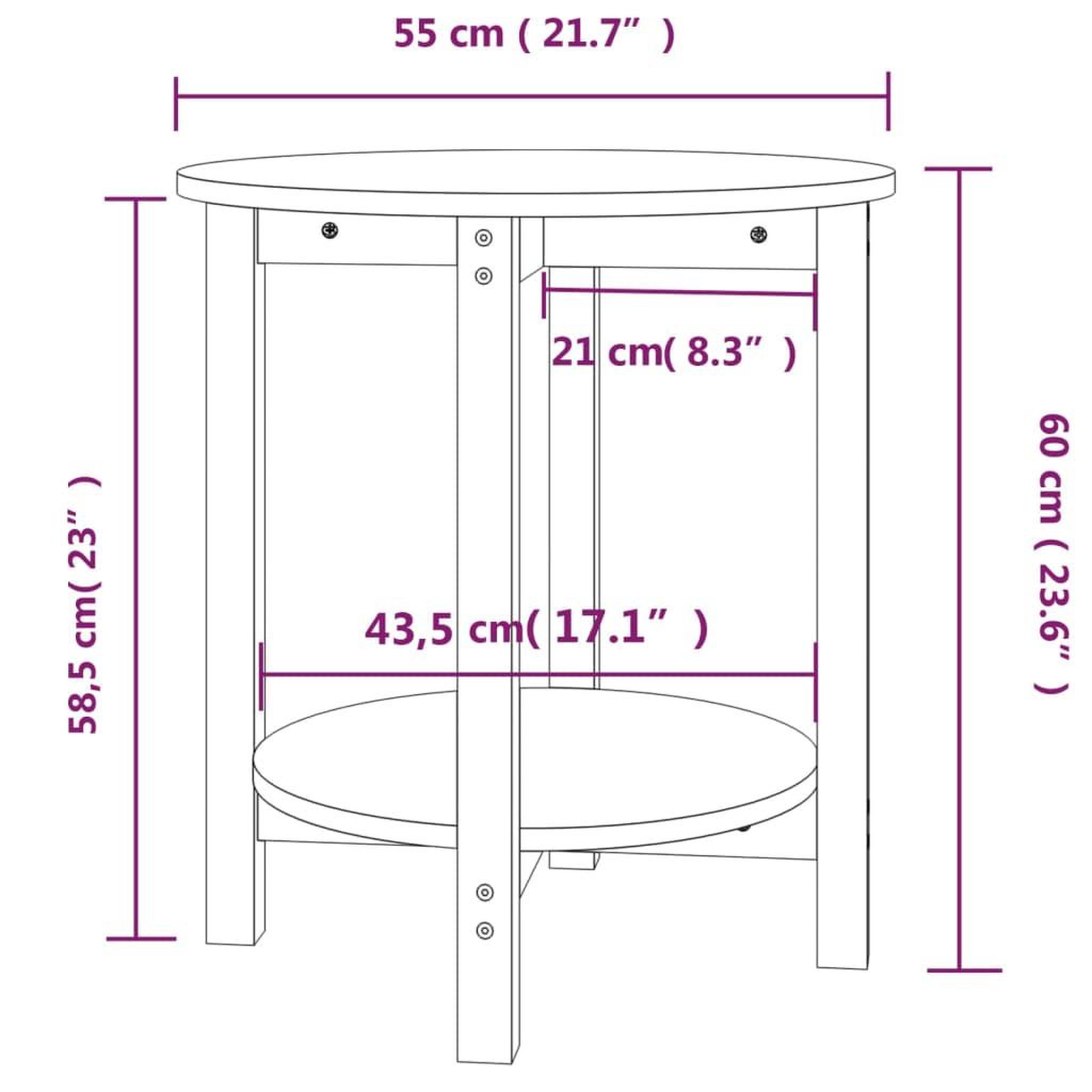 Voir la diapositive 6 : VIDAXL Table basse Noir Ø 55x60 cm Bois massif de pin
