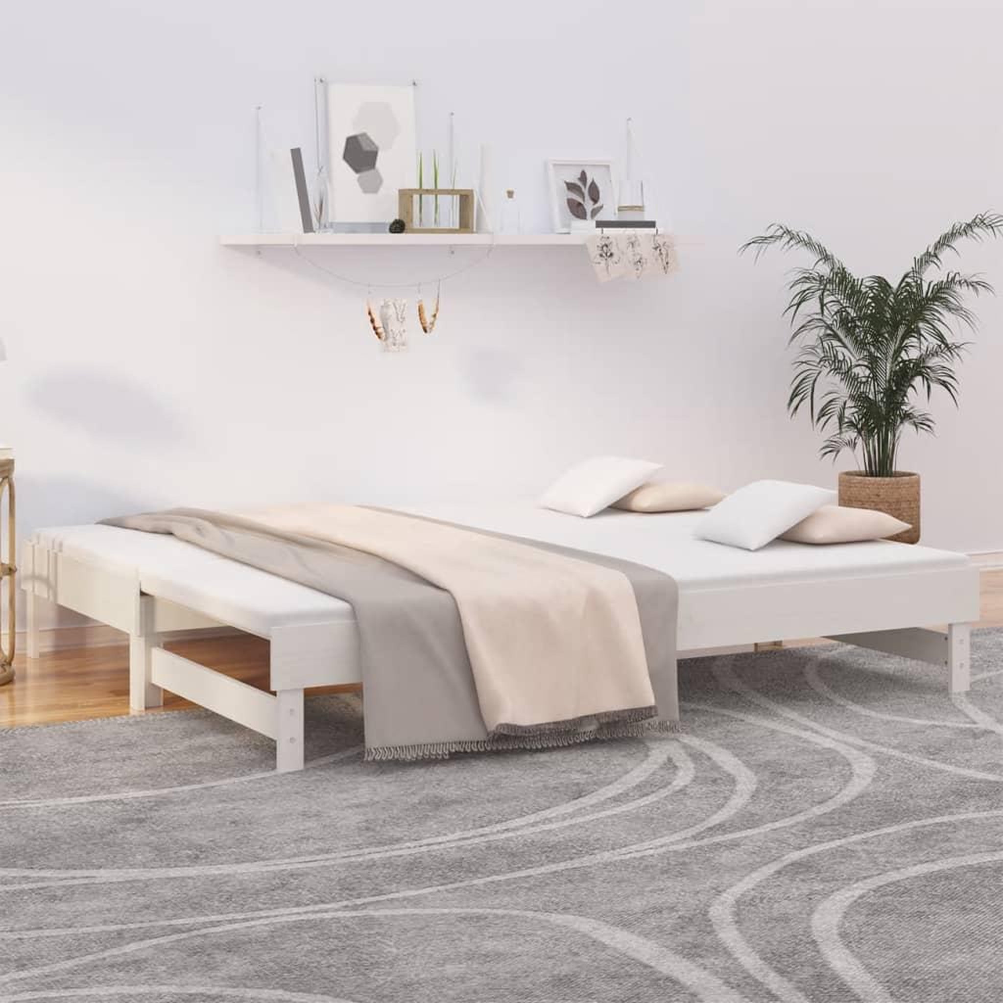 Voir la diapositive 1 : VIDAXL Lit coulissant sans matelas blanc 2x(80x200)cm
