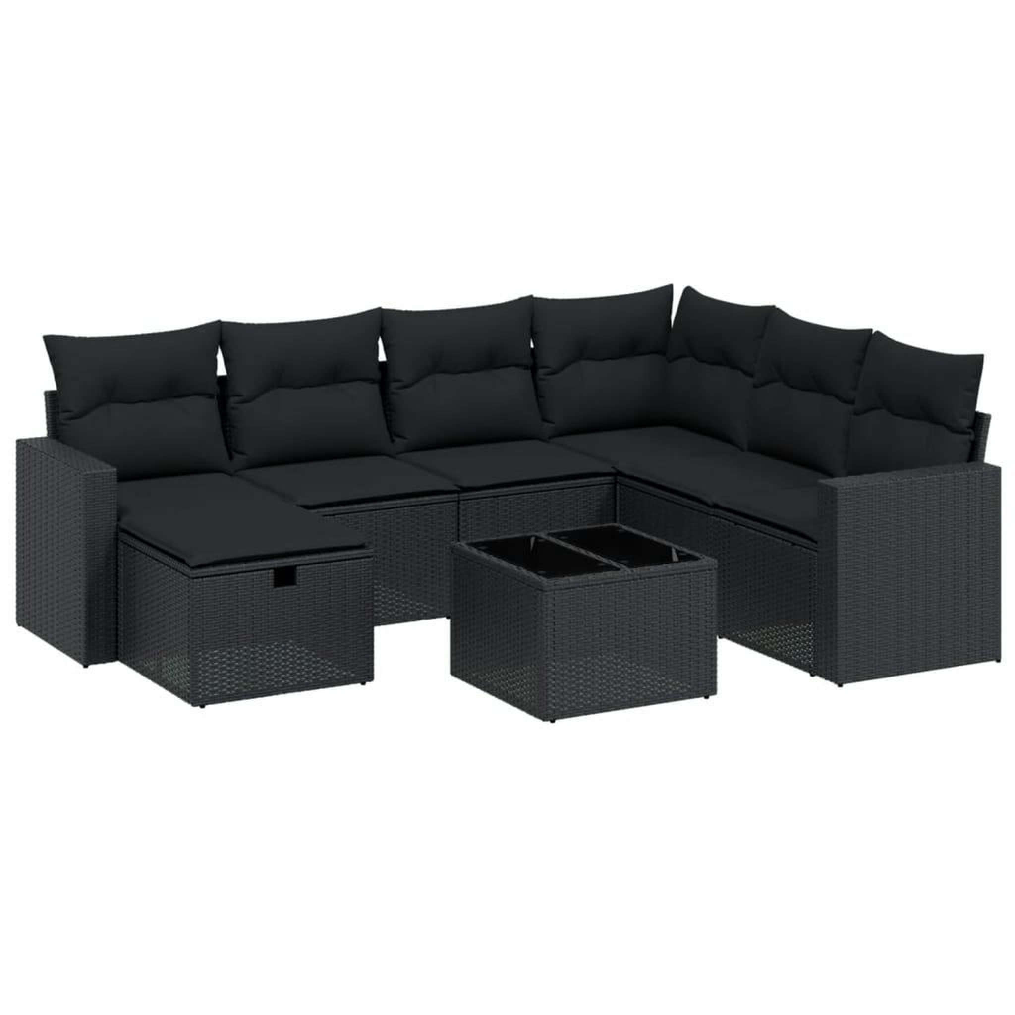 Voir la diapositive 2 : VIDAXL Salon de jardin 8 pcs avec coussins noir resine tressee