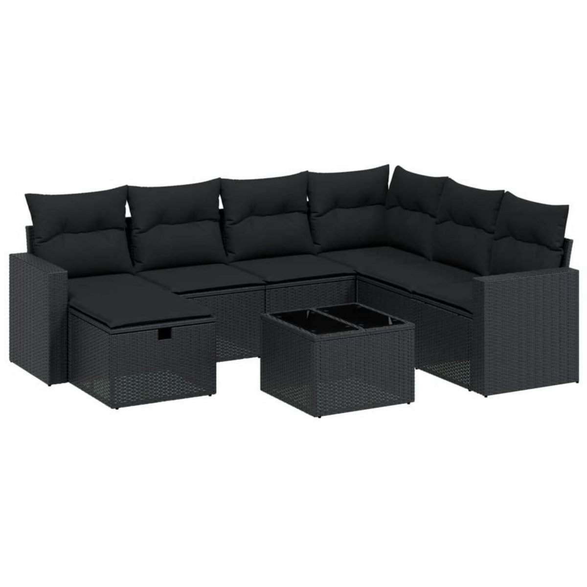 VIDAXL Salon de jardin 8 pcs avec coussins noir resine tressee