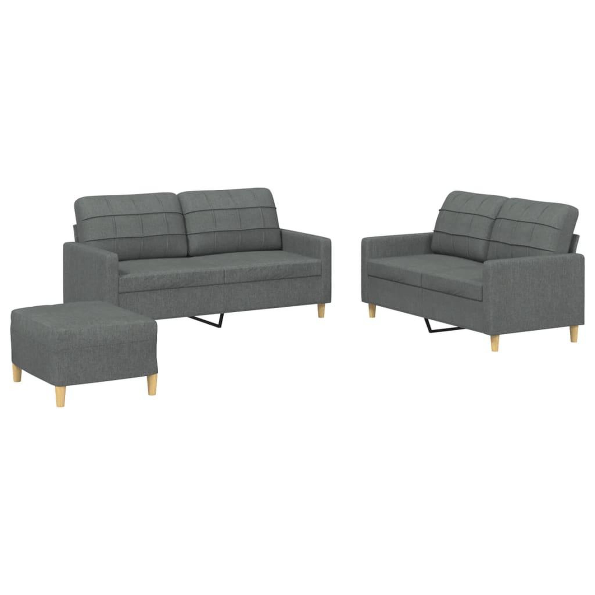 Voir la diapositive 2 : VIDAXL Ensemble de canapes 3 pcs avec coussins Gris fonce Tissu