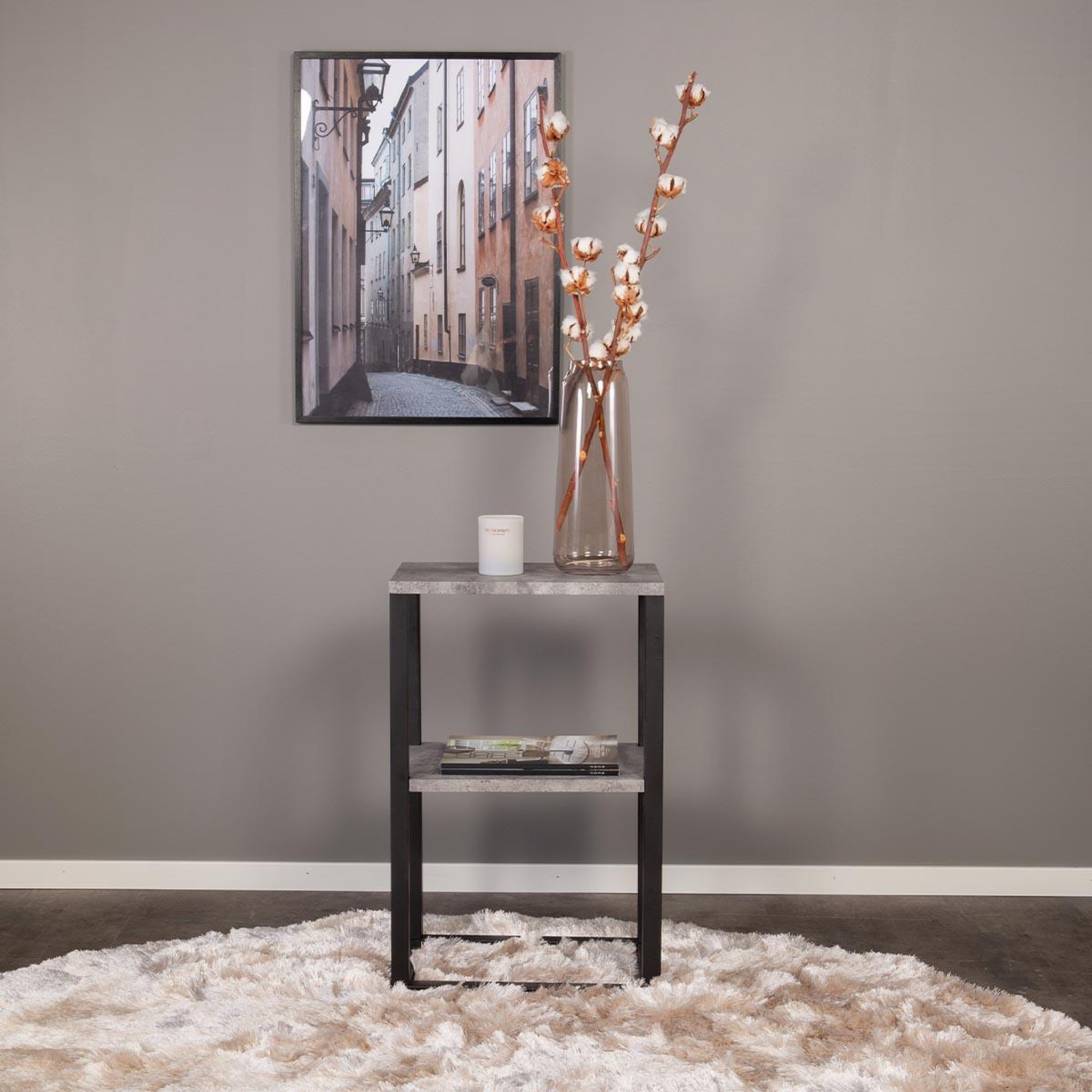 Voir la diapositive 4 : Paris Prix Table de chevet double  rise  70cm gris & noir