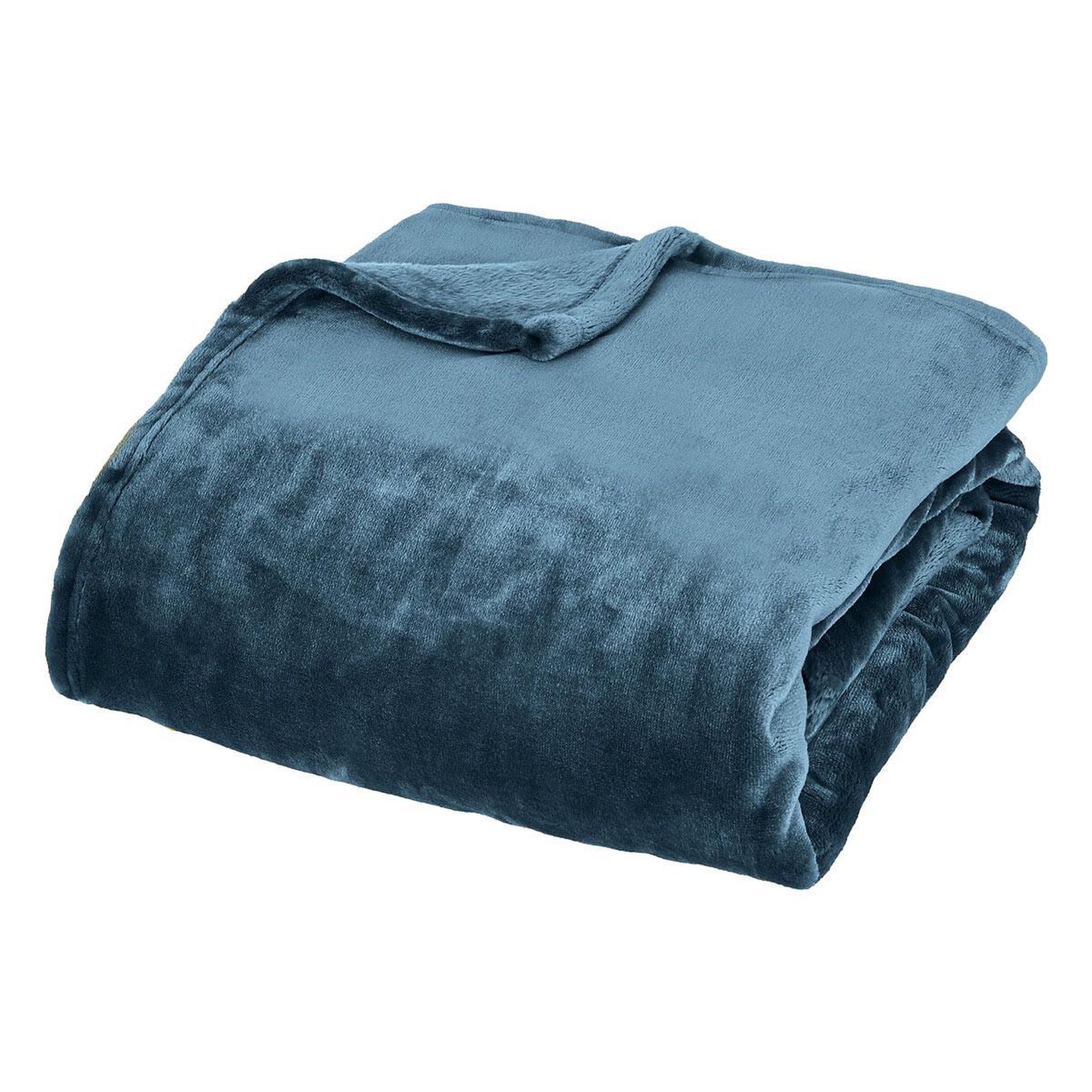ATMOSPHERA Plaid en flanelle  cuddly  130x180cm bleu égéen