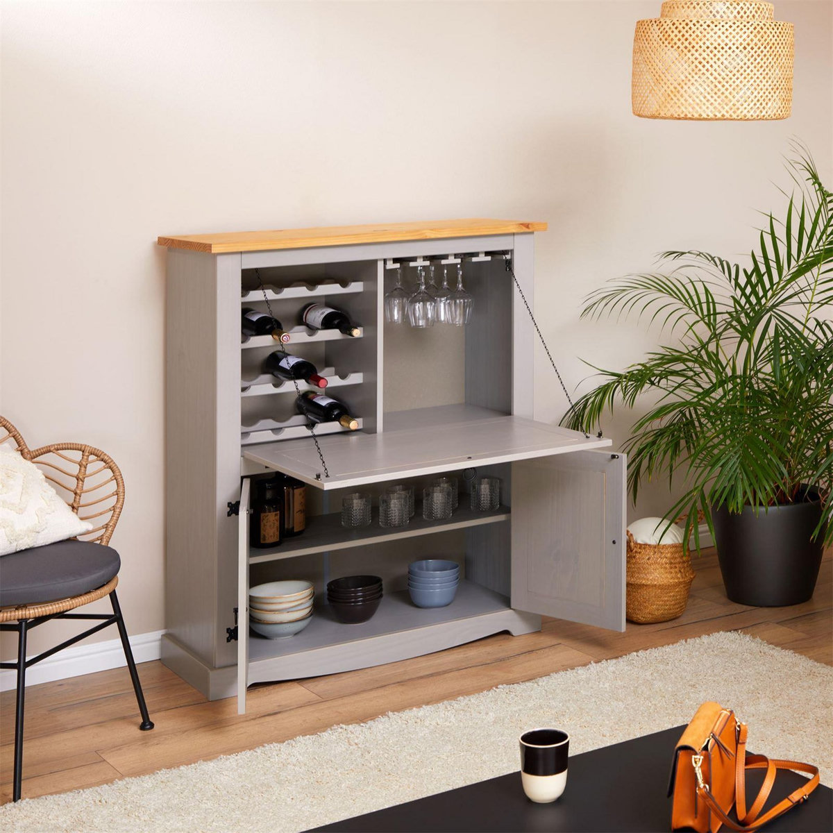 IDIMEX Meuble bar à vin en pin TEQUILA style mexicain