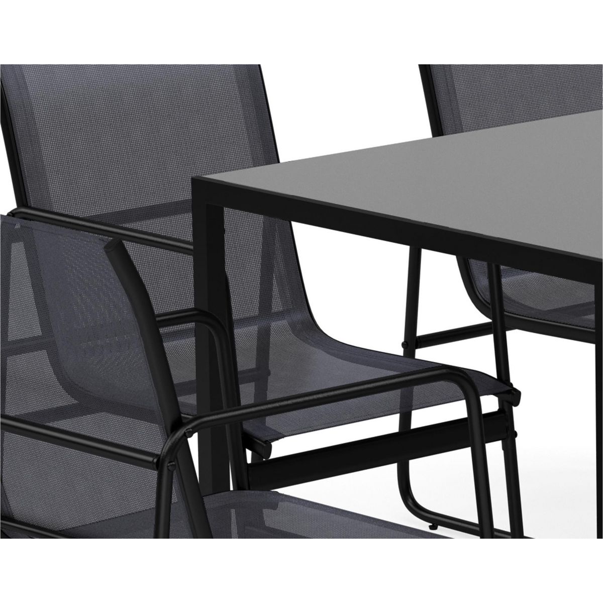 BEST MOBILIER Murillo - ensemble table et chaises de jardin - 6 personnes - noir et gris