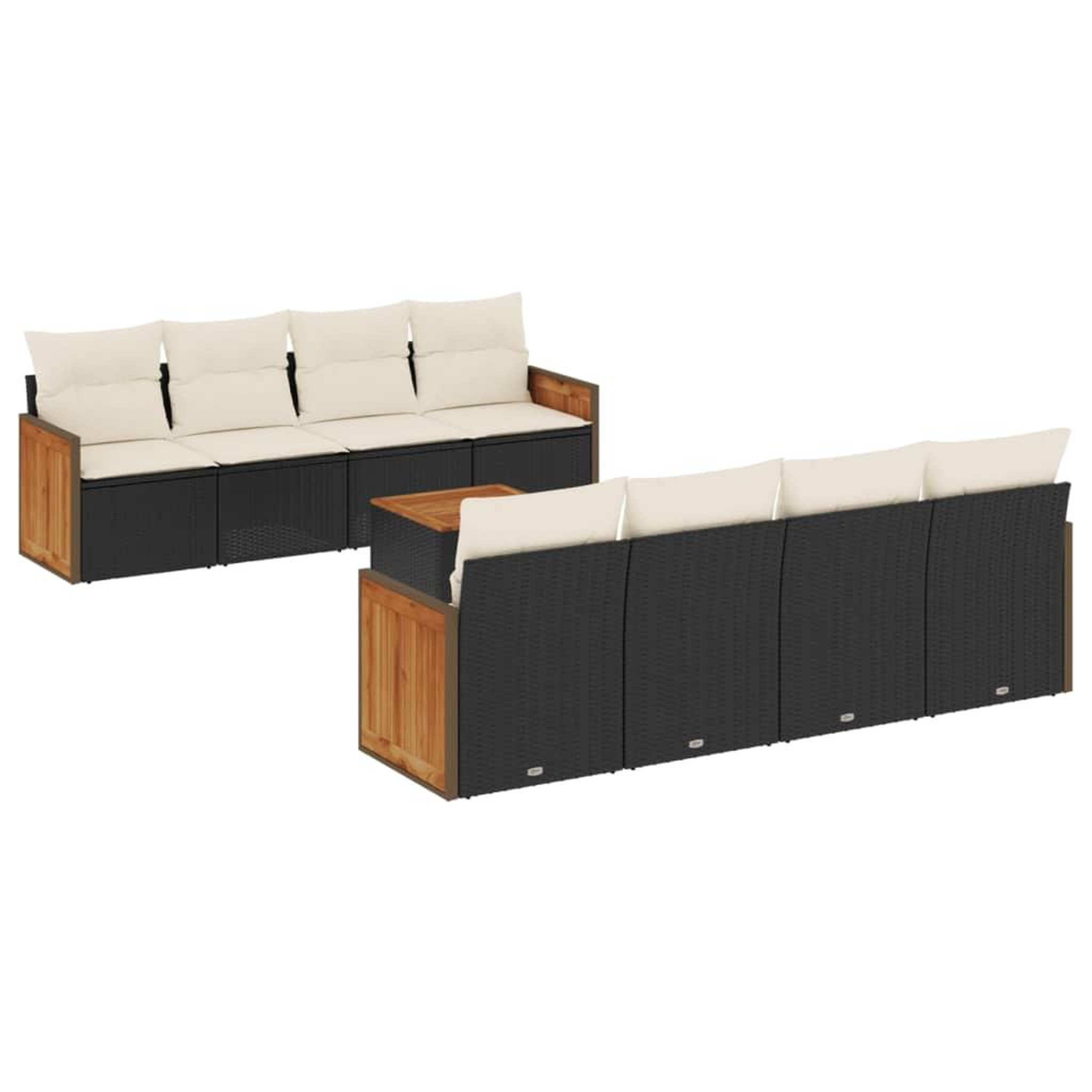 Voir la diapositive 2 : VIDAXL Salon de jardin 9 pcs avec coussins noir resine tressee