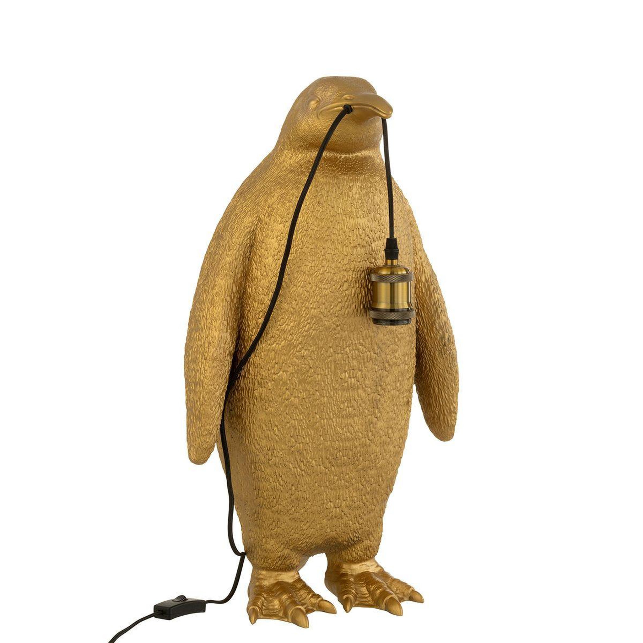 Voir la diapositive 3 : J-LINE Lampe à Poser en Résine  Pingouin  59cm Or