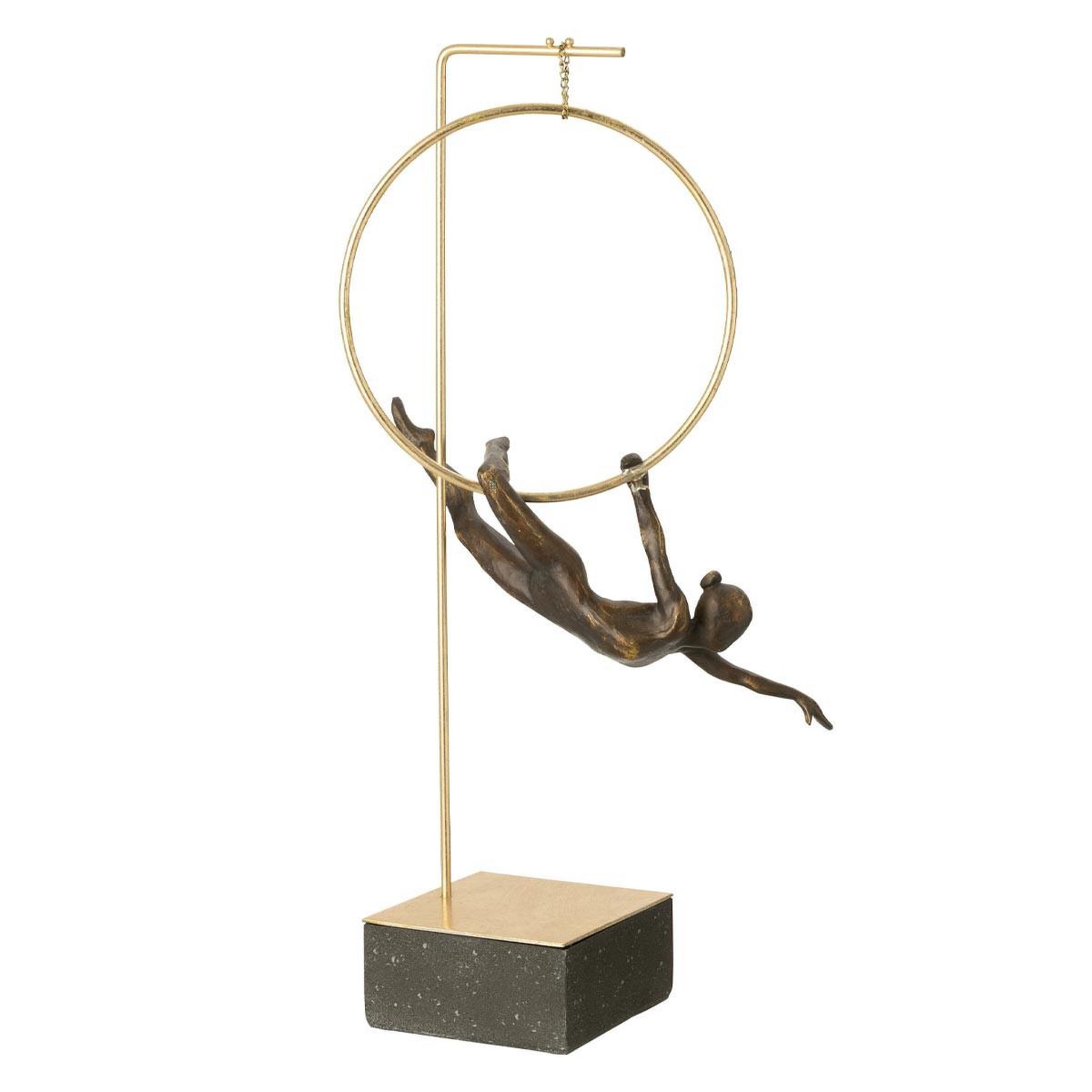 J-LINE Gymnaste cerceau sur socle  gamma  55cm doré & noir