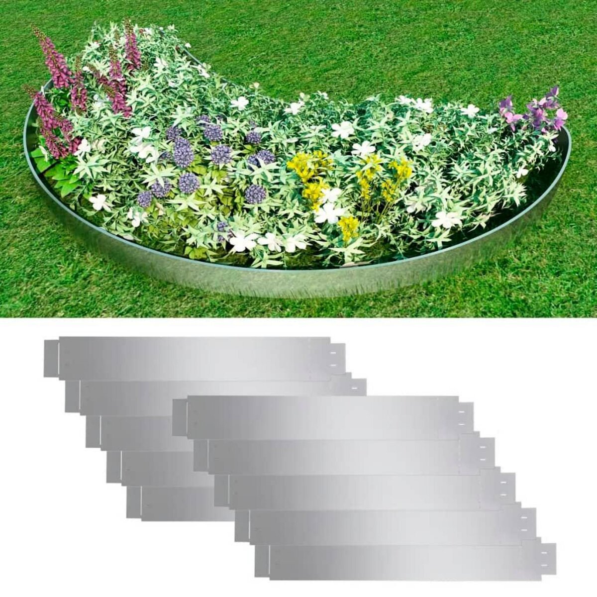 VIDAXL Cloture de pelouse flexible 10 pcs Acier galvanise 100x14 cm