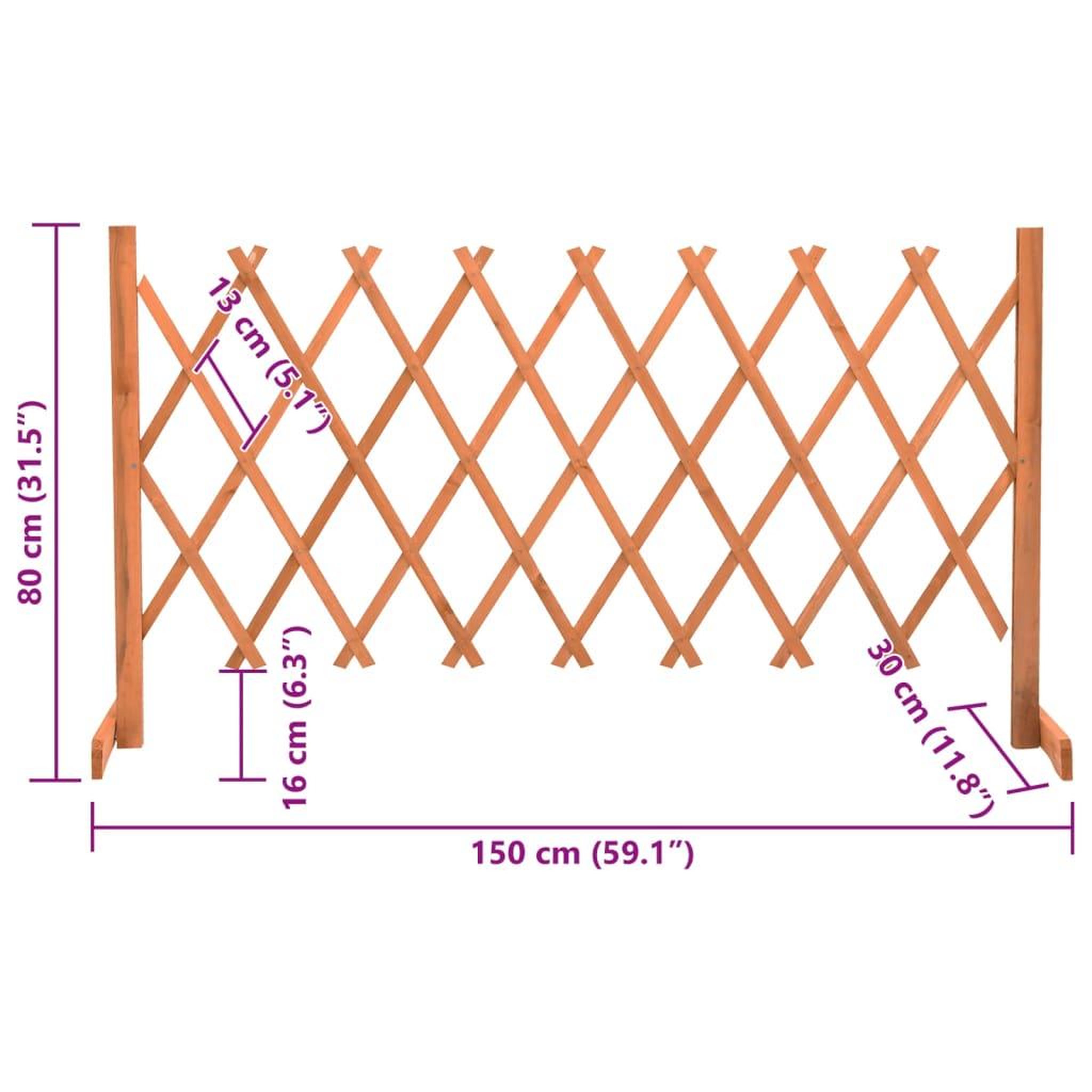 Voir la diapositive 6 : VIDAXL Cloture en treillis de jardin Orange 150x80 cm Bois de sapin
