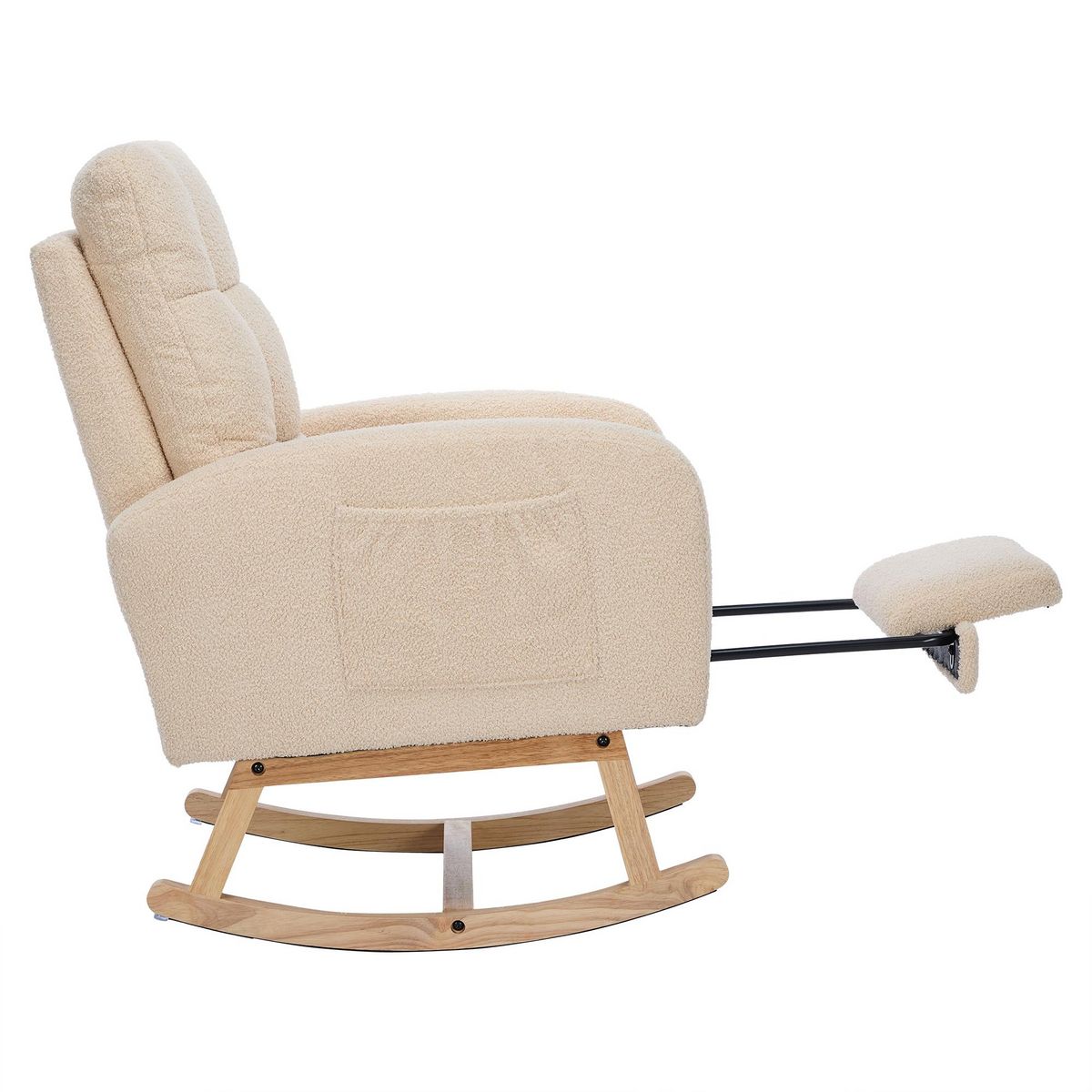 MERAX Fauteuil à Bascule Rocking Chair Avec Repose-pieds Teddy Beige