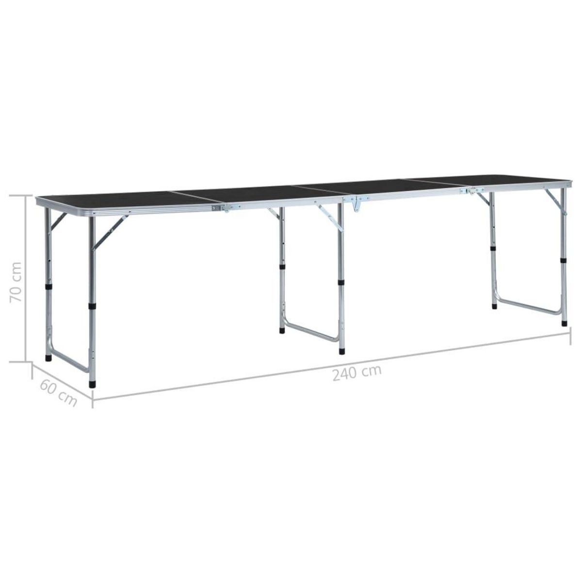 VIDAXL Table pliable de camping Gris Aluminium 240x60 cm