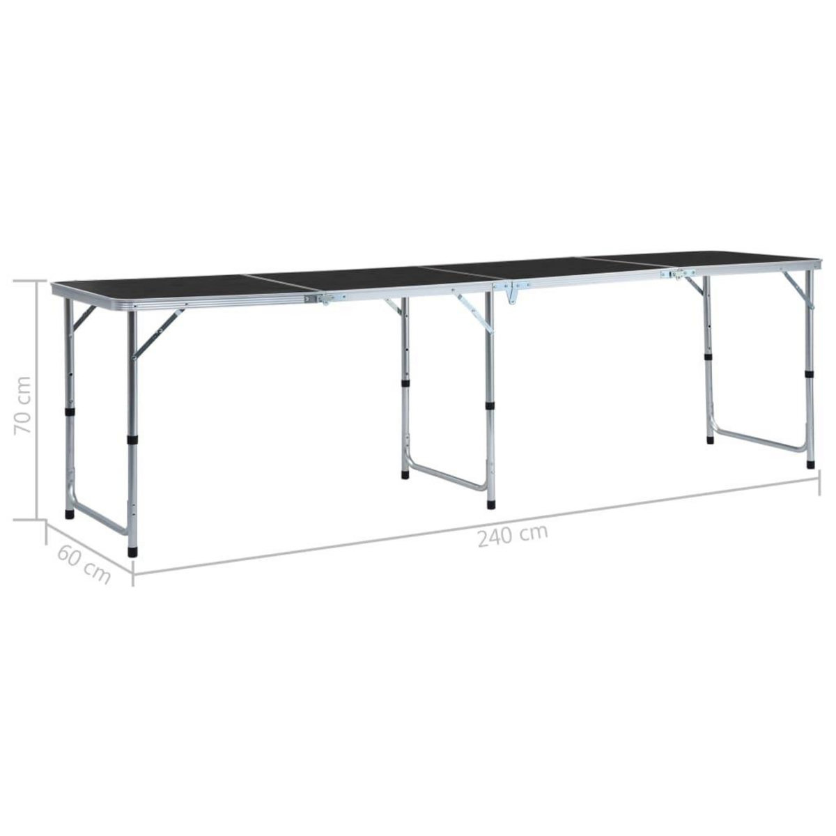 VIDAXL Table pliable de camping Gris Aluminium 240x60 cm