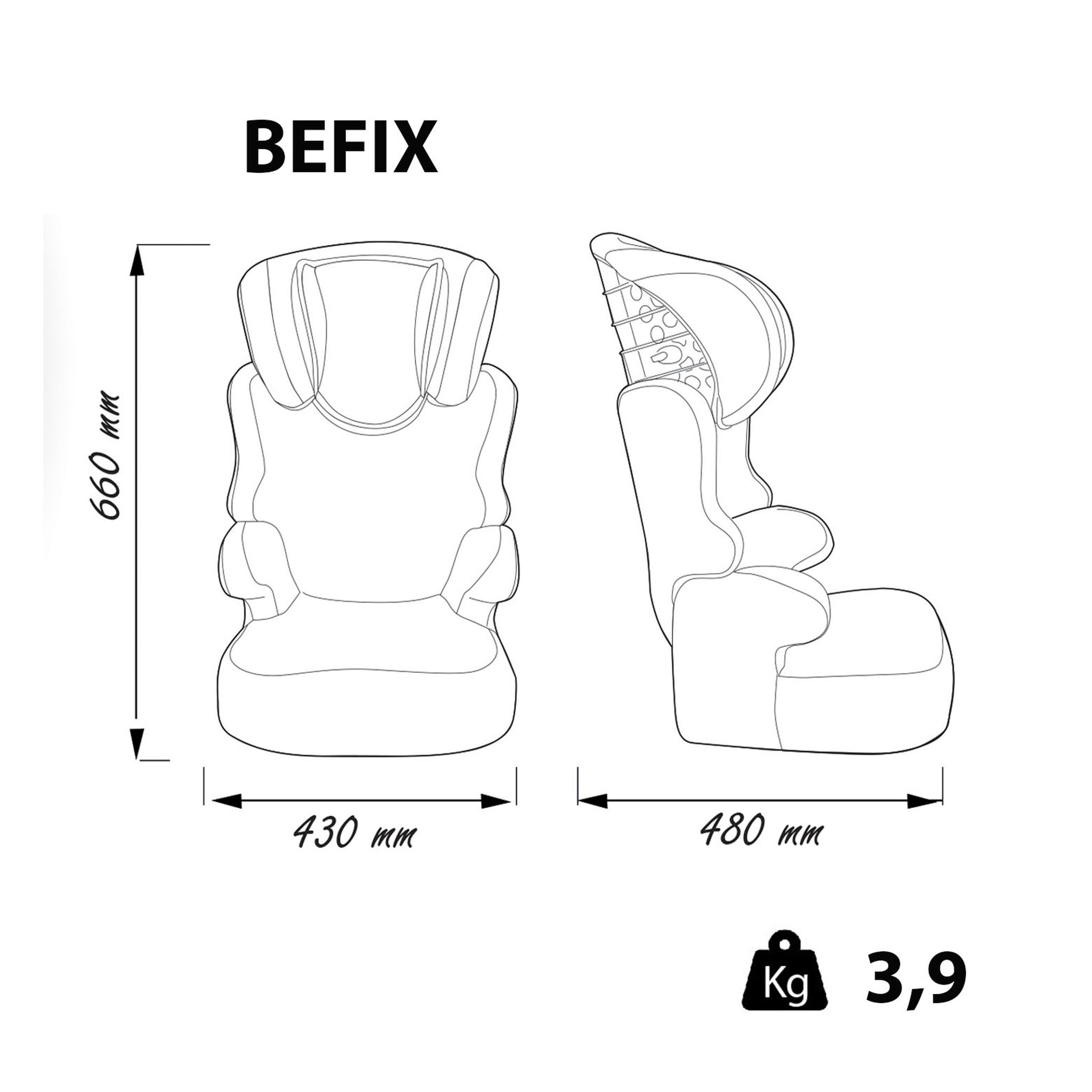 Voir la diapositive 4 : NANIA Rehausseur groupe 2/3 Befix Flamingo