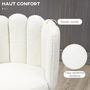 Voir la diapositive 5 : HOMCOM Lot de 2 tabourets de bar design contemporain - repose-pied - acier noir revêtement effet laine bouclée blanc