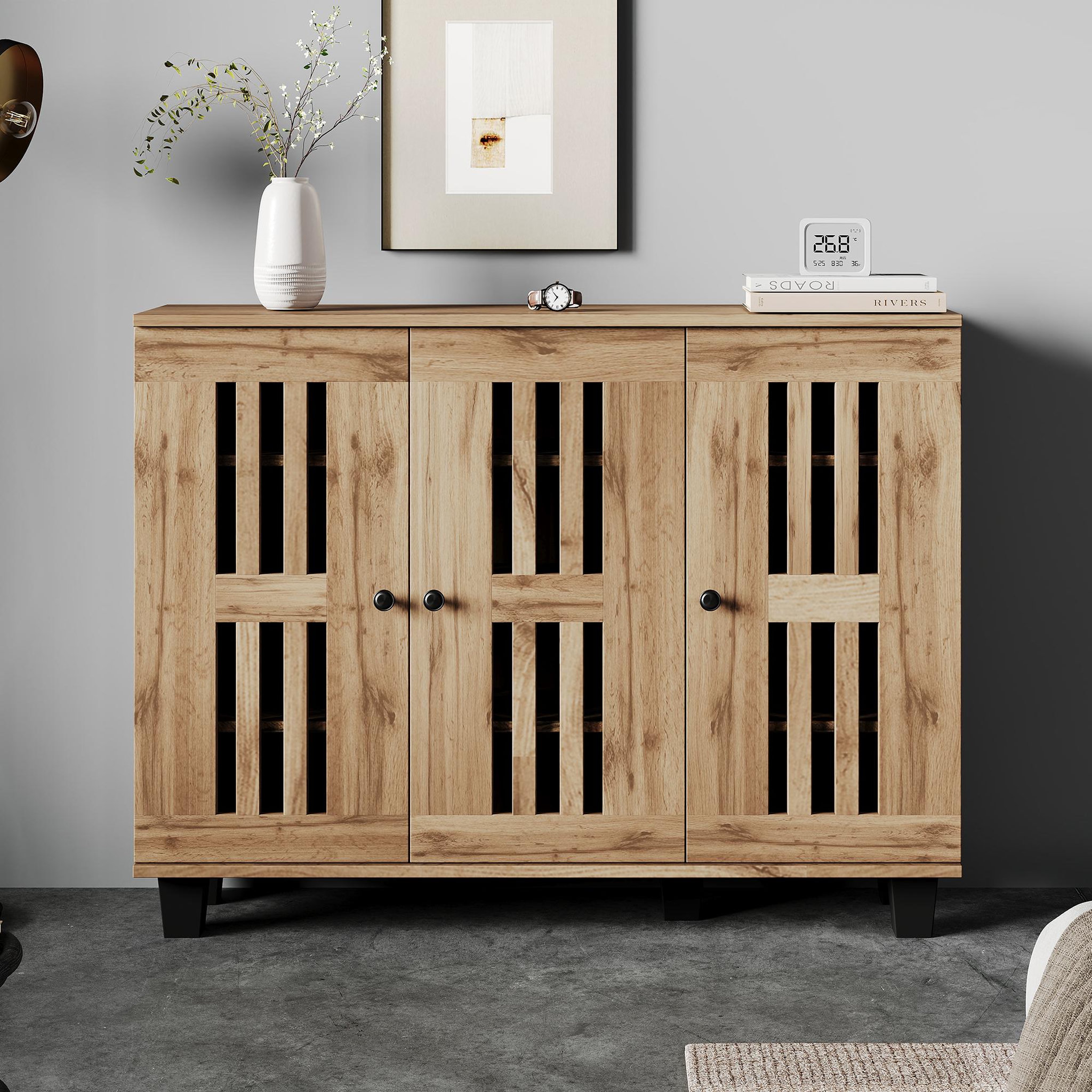 Voir la diapositive 2 : MERAX Buffet 3 porte(s) 0 tiroir(s) - 120 cm naturel panneaux de particules