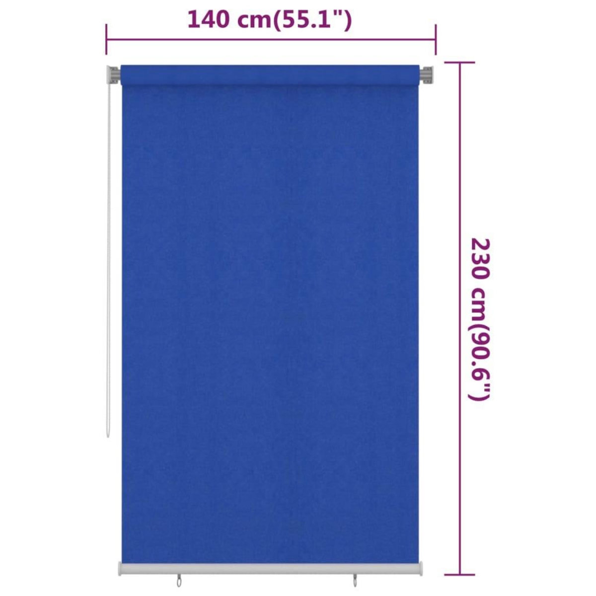 VIDAXL Store roulant d'exterieur 140x230 cm Bleu PEHD