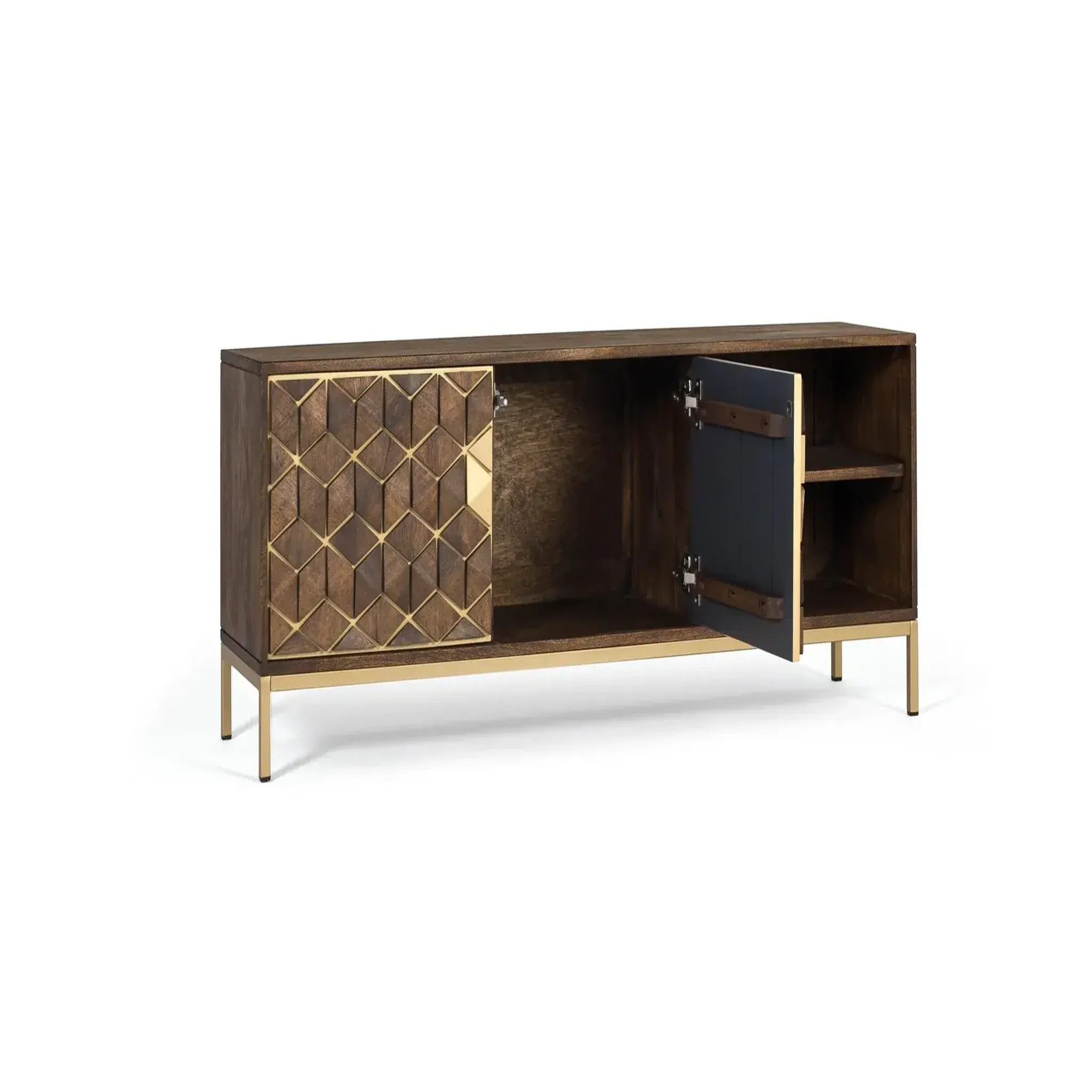 Voir la diapositive 2 : GINER Y COLOMER SL Meuble tv en bois de manguier 145 cm style rustique moderne