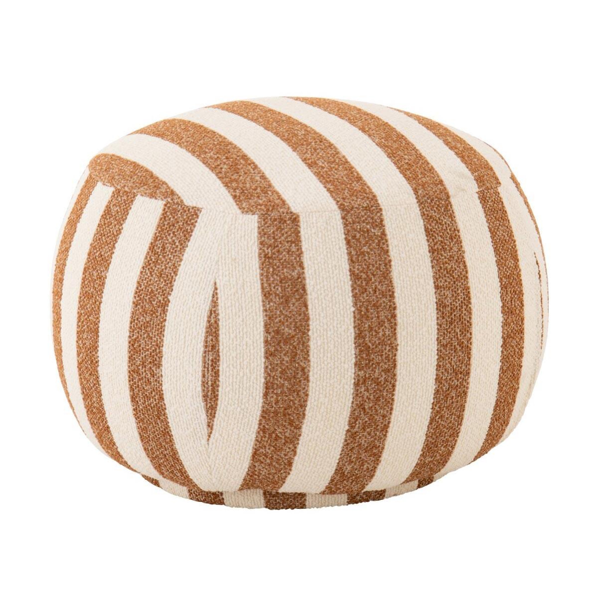 J-LINE Pouf à rayures  ligné  61cm camel & blanc cassé