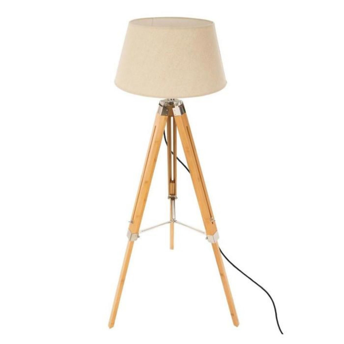 ATMOSPHERA Lampadaire Trépied Bois  Runo  146cm Beige