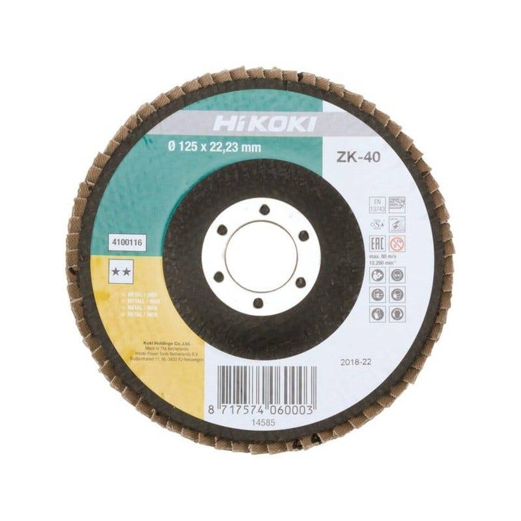 HIKOKI Disque abrasif à lamelles 115mm grain 40 inox