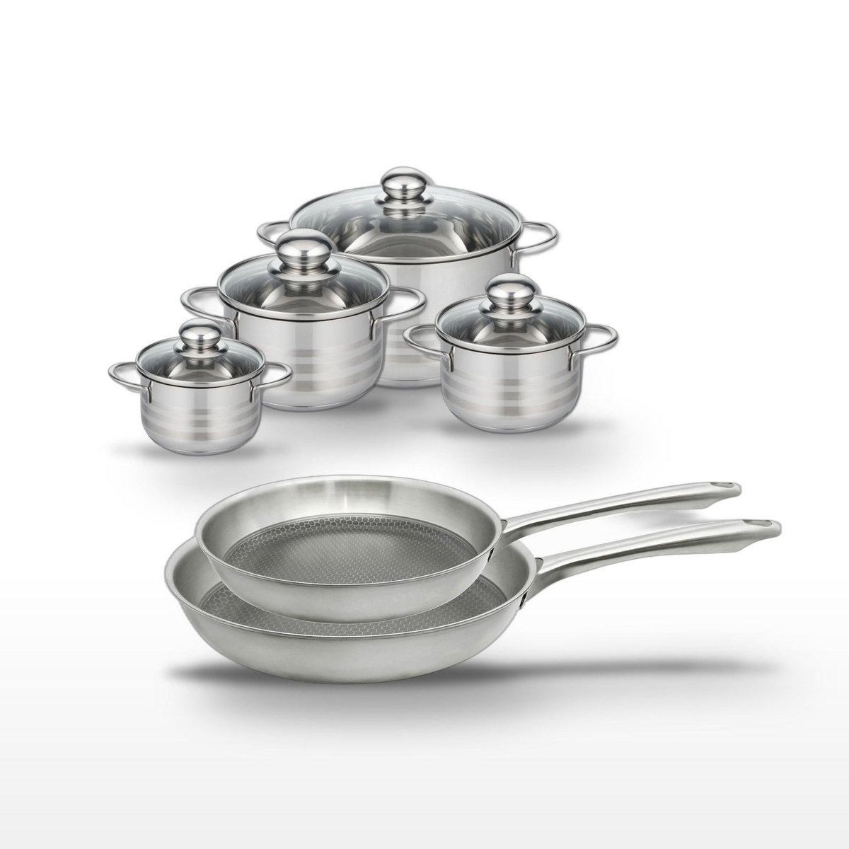 ELO Lot Set de 2 Poêles 24/28 cm et 4 Faitouts Elo Relief Passion