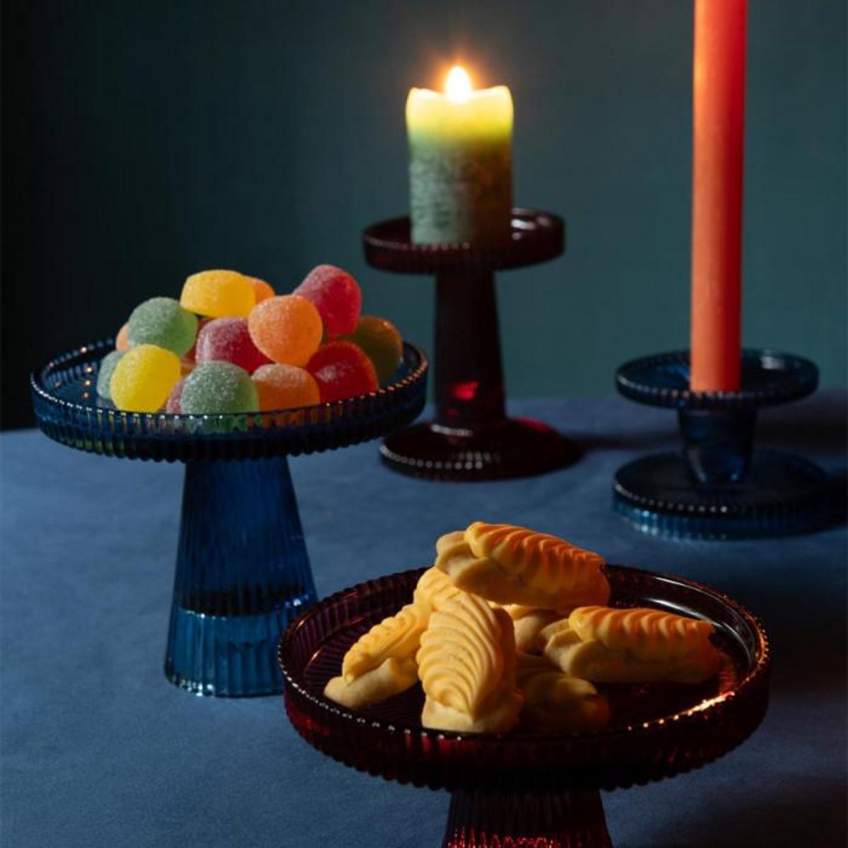 Paris Prix Lot de 3 Présentoirs à Gâteaux  Nelly  17cm Bleu