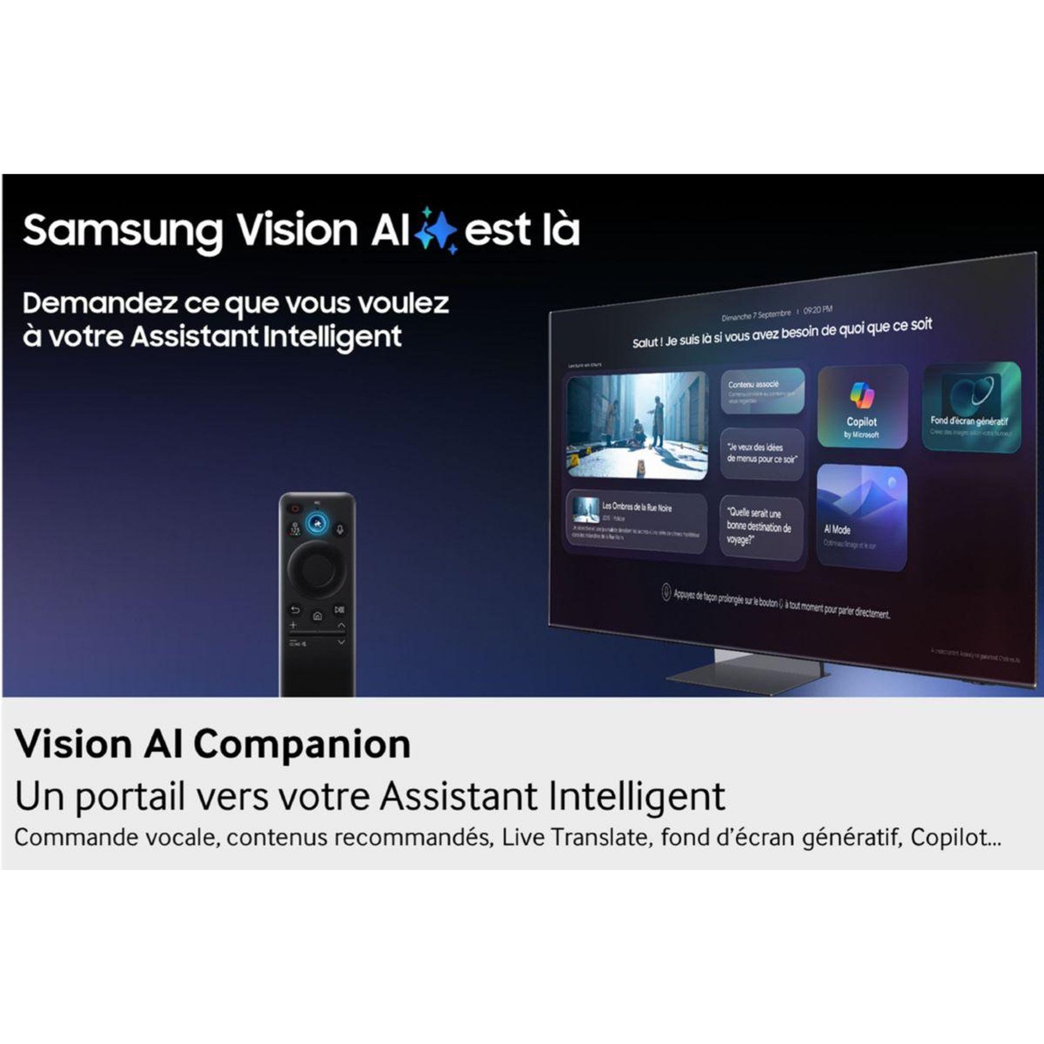 Voir la diapositive 4 : Samsung TV Mini Led NeoQLED TQ65QN90F 4K AI 2025