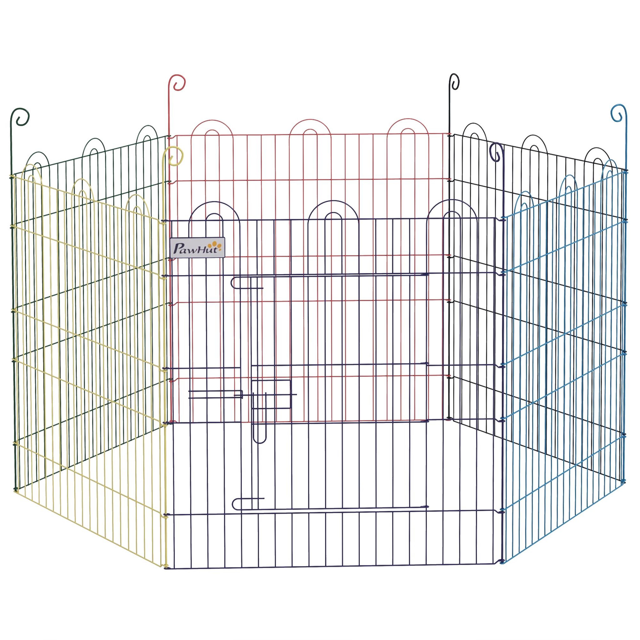 PAWHUT Parc enclos modulable pour chien animaux porte verrouillable 6 panneaux dim. Panneau 59l x 60h cm métal multicolore