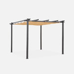 SWEEEK Pergola, aluminium, 3x3m, toile coulissante. Coloris disponibles : Beige, Gris