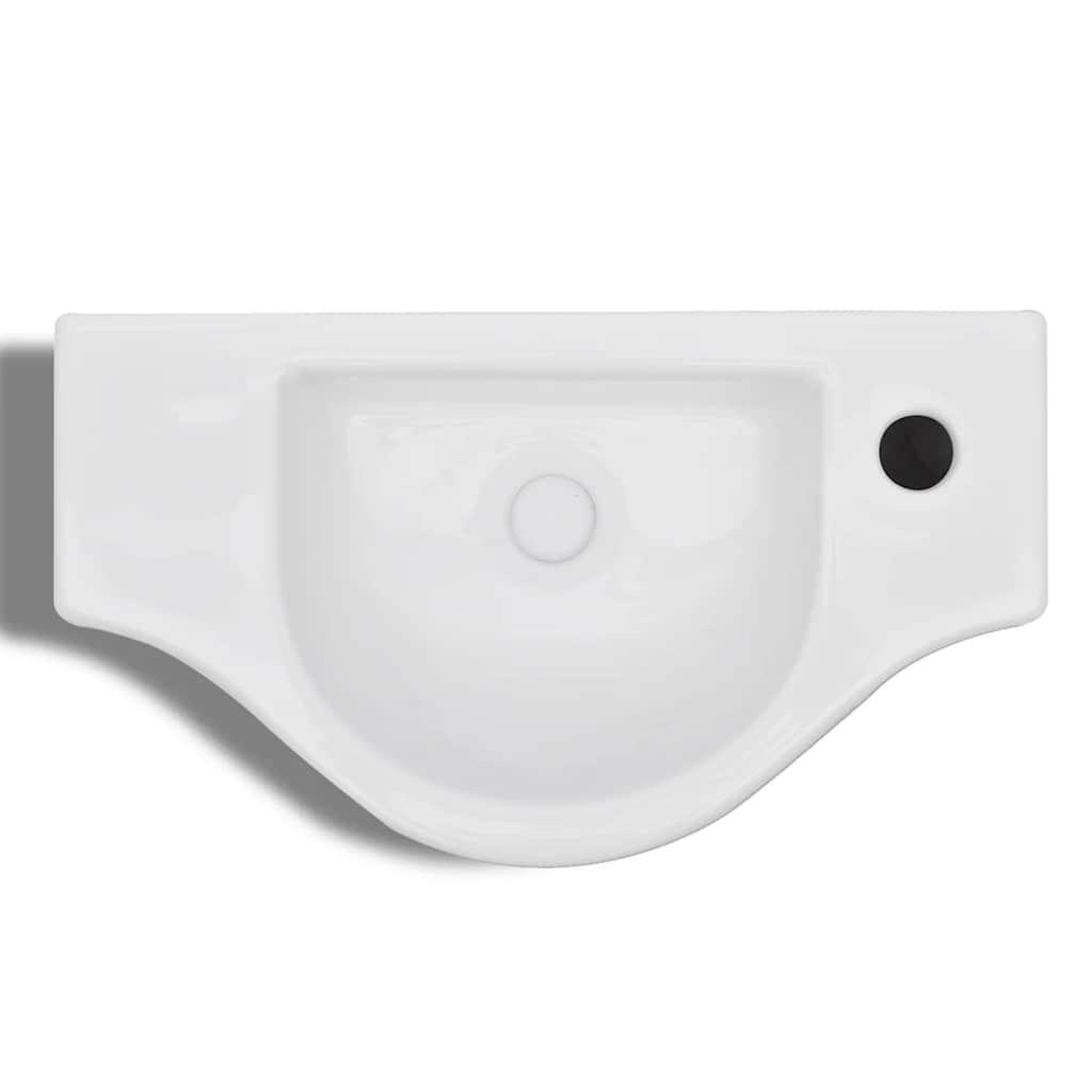 Voir la diapositive 6 : VIDAXL Vasque a trou pour robinet ceramique Blanc pour salle de bain