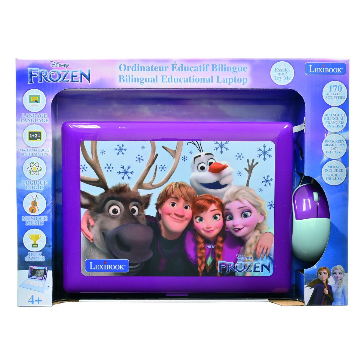 Lexibook Ordinateur portable  6.7” éducatif bilingue La reigne des neige (FR/EN)