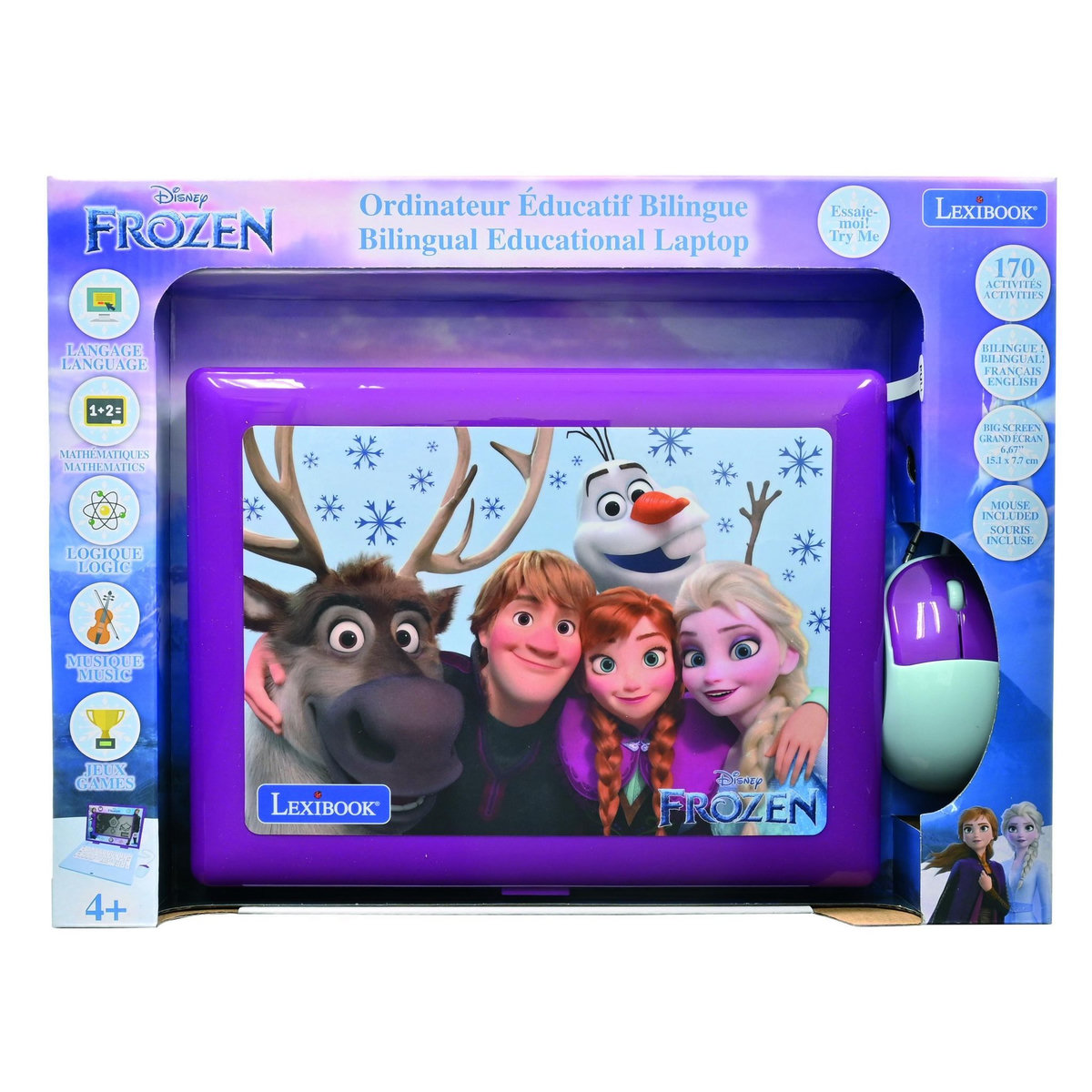 Lexibook Ordinateur portable  6.7” éducatif bilingue La reigne des neige (FR/EN)