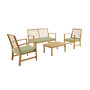 Voir la diapositive 1 : SWEEEK Salon de jardin CHLOE en bois d'acacia 4 places, avec coussins en polyester, un canapé, une table, deux fauteuils