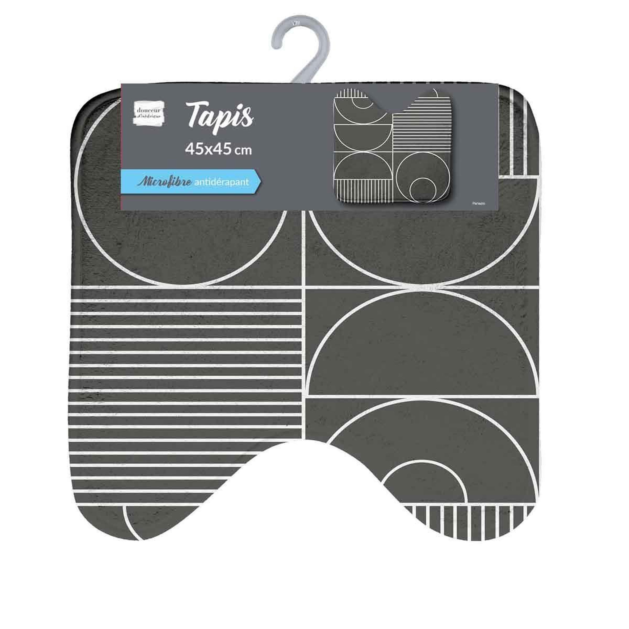 Voir la diapositive 2 : Douceur d'Intérieur Tapis wc imprimé  metrix  45x45cm gris