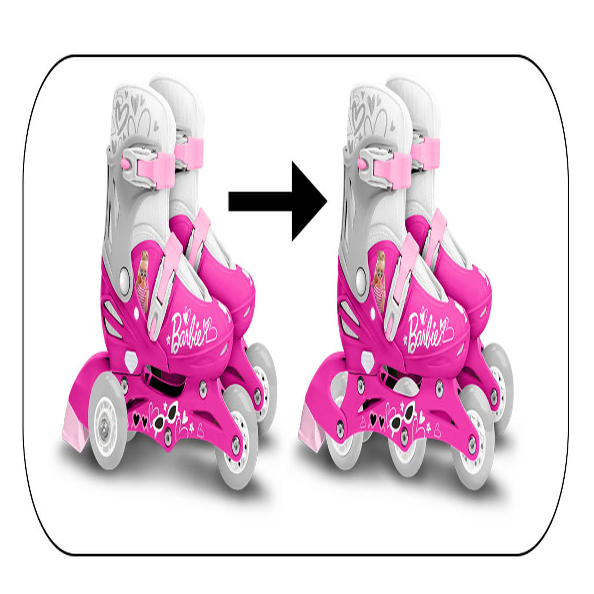 Voir la diapositive 3 : Patins en Ligne two in one 3 Roues BARBIE 27-30