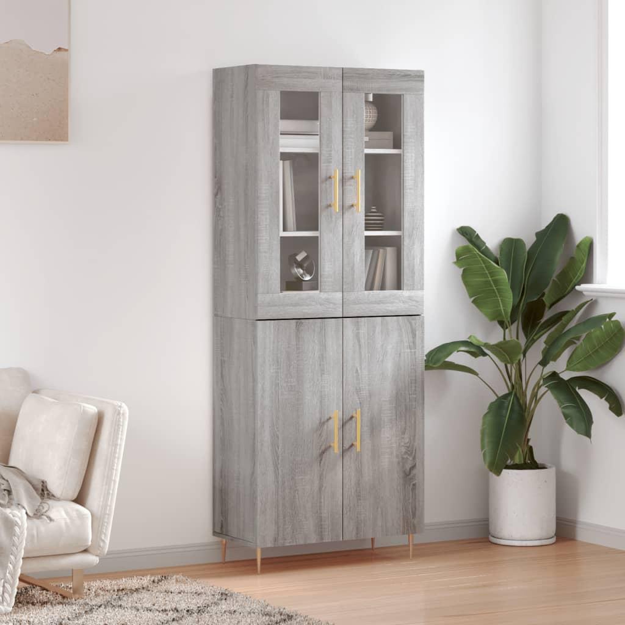 VIDAXL Buffet haut Sonoma gris 69,5x34x180 cm Bois d'ingenierie