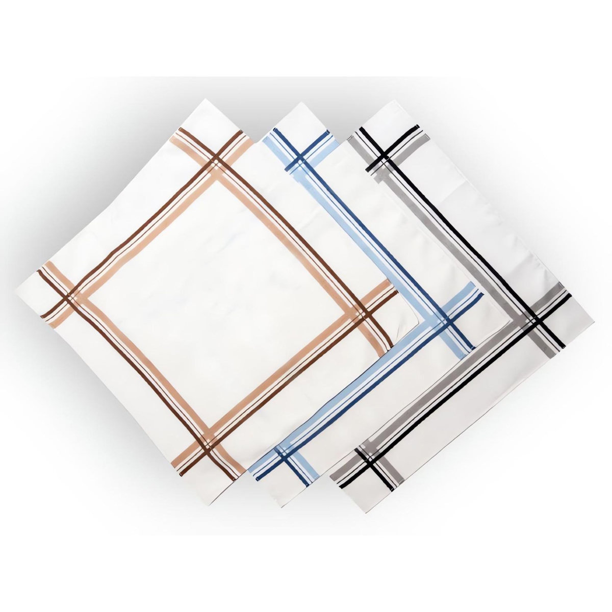 SOLEIL D'OCRE Lot de 3 mouchoirs en coton 38x38 cm HOMME, par Soleil d'ocre