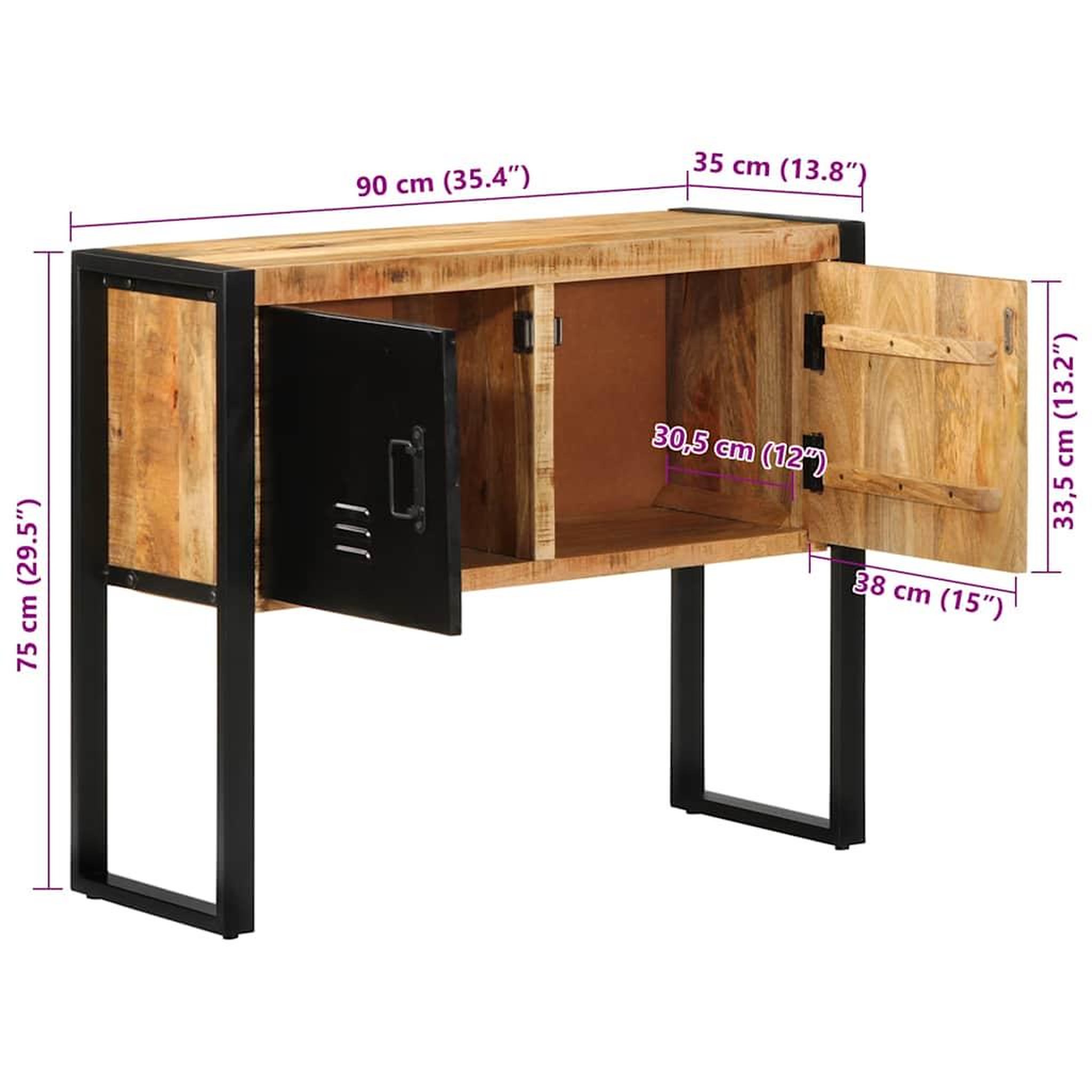 Voir la diapositive 6 : VIDAXL Armoire de console 90x35x75 cm bois de manguier massif brut
