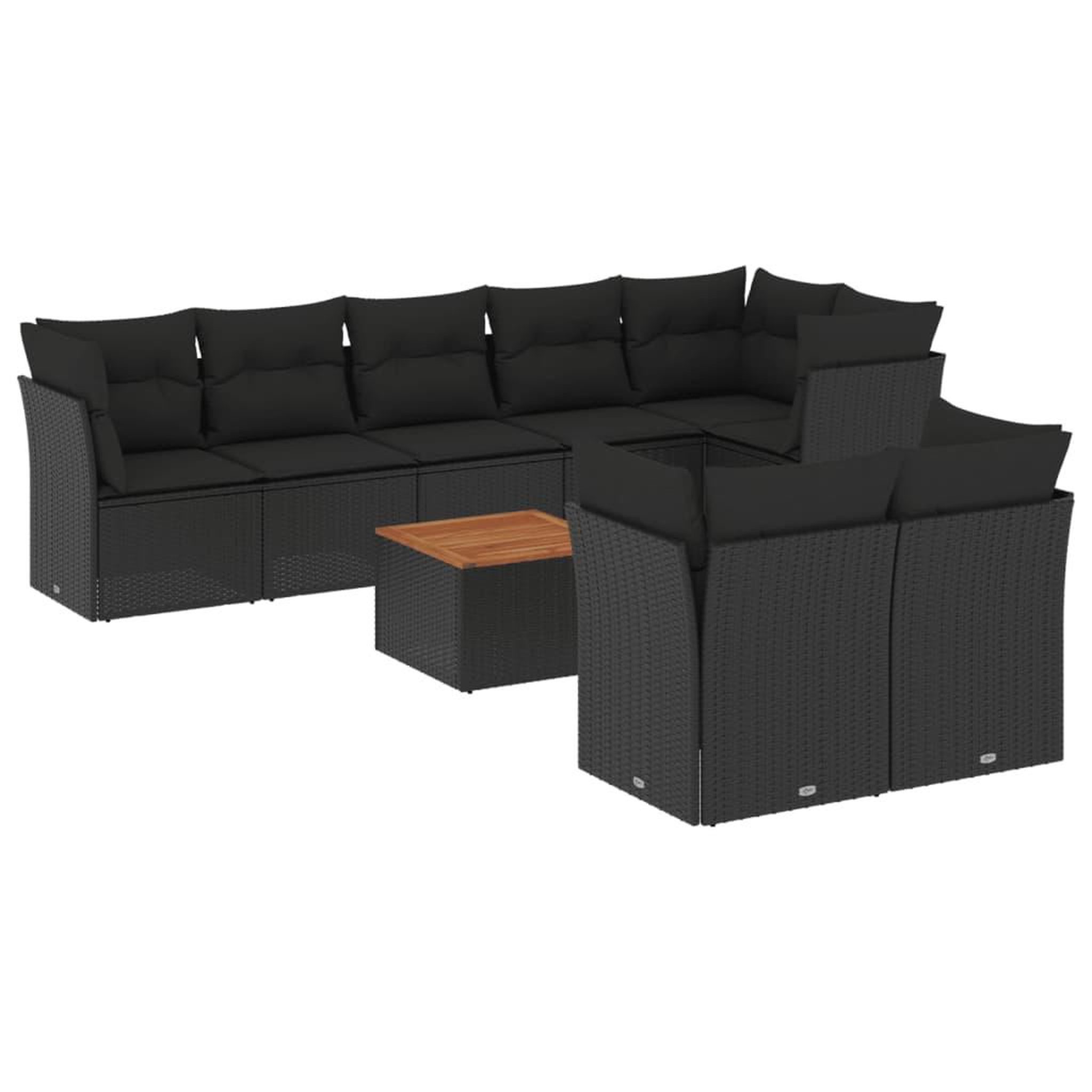 Voir la diapositive 2 : VIDAXL Salon de jardin 9 pcs avec coussins noir resine tressee