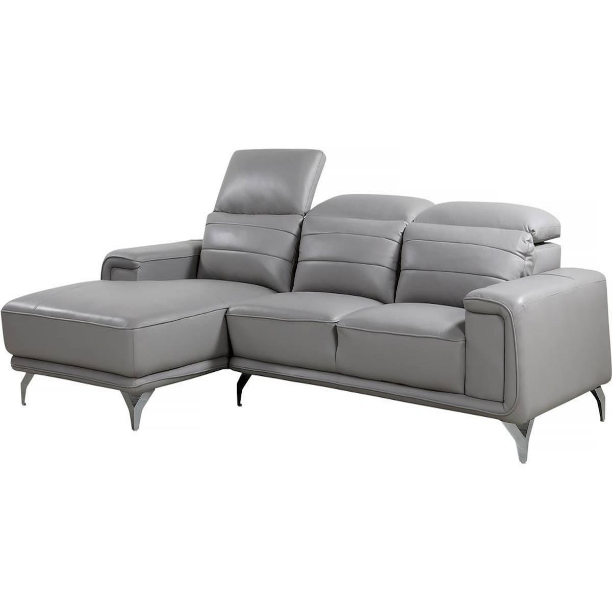 Habitat et Jardin Canapé d'angle cuir reconstitué et PVC  Leicester  - 4 places - Gris clair - Angle gauche